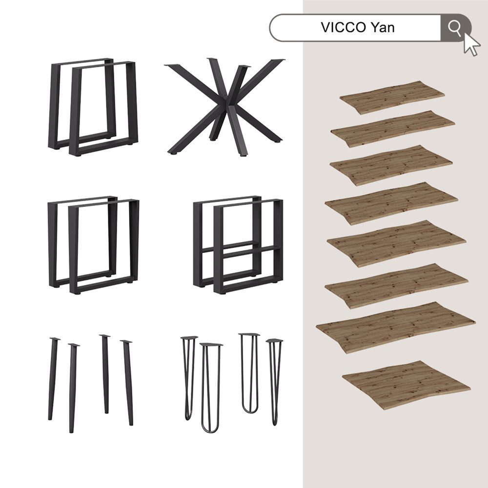 Vicco Couchtisch Yan, Artisan, 90 x 50 cm (1-St)