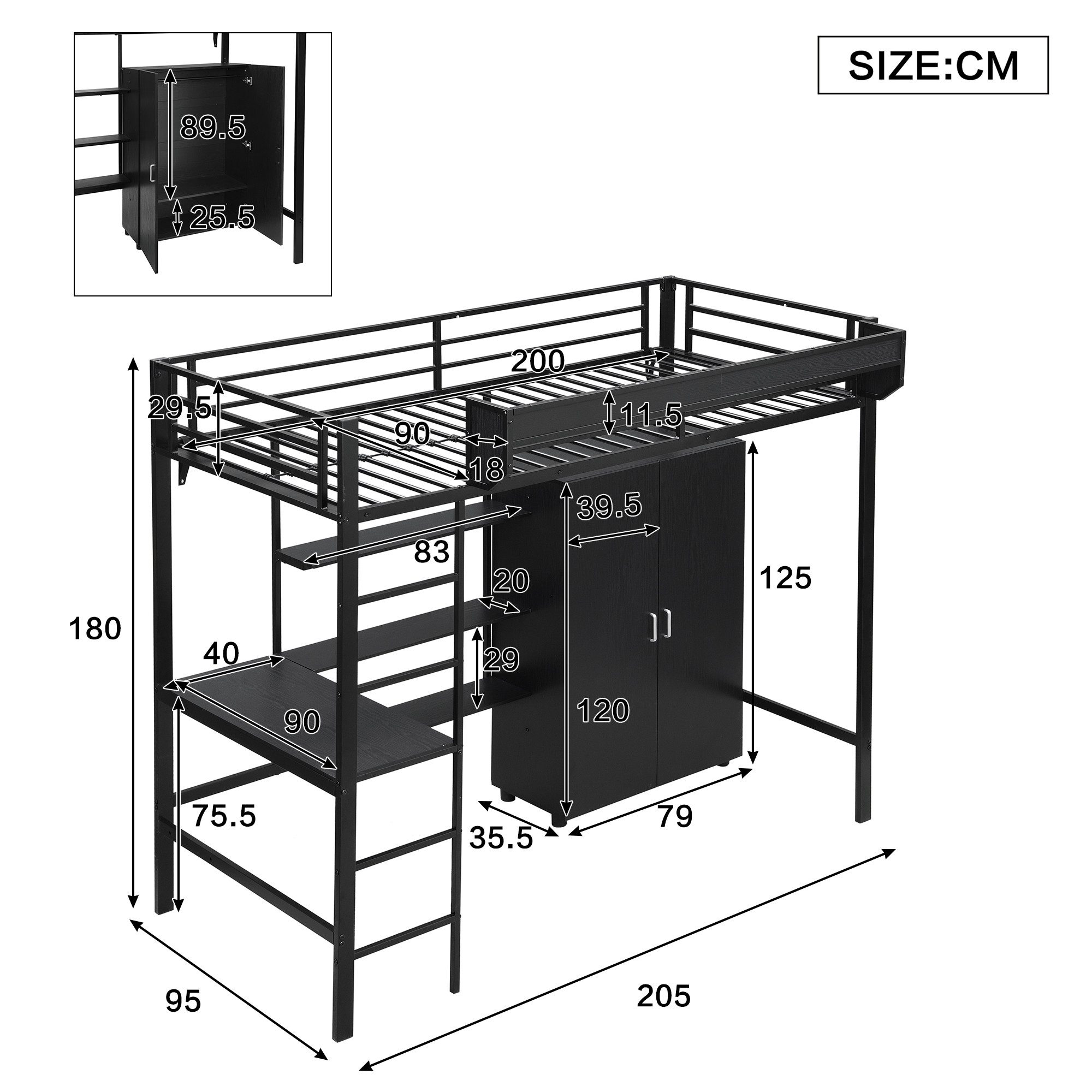 TavilaEcon Hochbett mit Tisch & Kleiderschrank günstig online kaufen