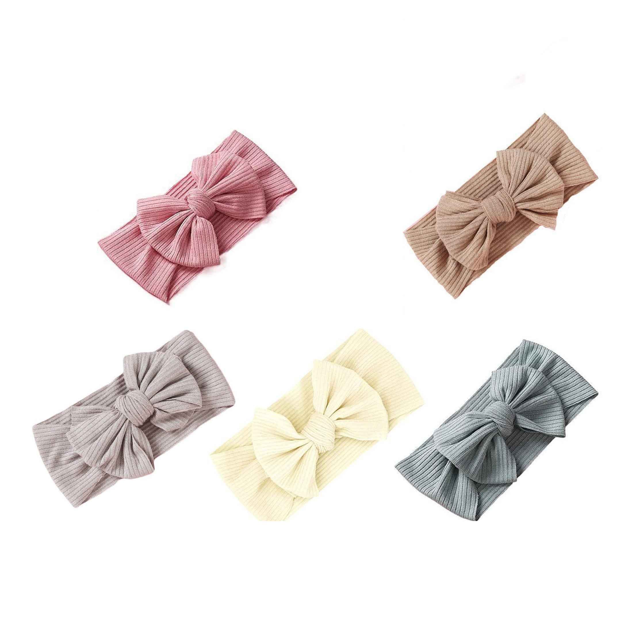 KINSI Диадема 5 Stück Baby-Stirnband mit Schleifenverzierung, breiter Rand, 17*8cm (5-tlg), Ideal als Baby-Geschenk für Feste, Geburtstage, Feiertage und Partys