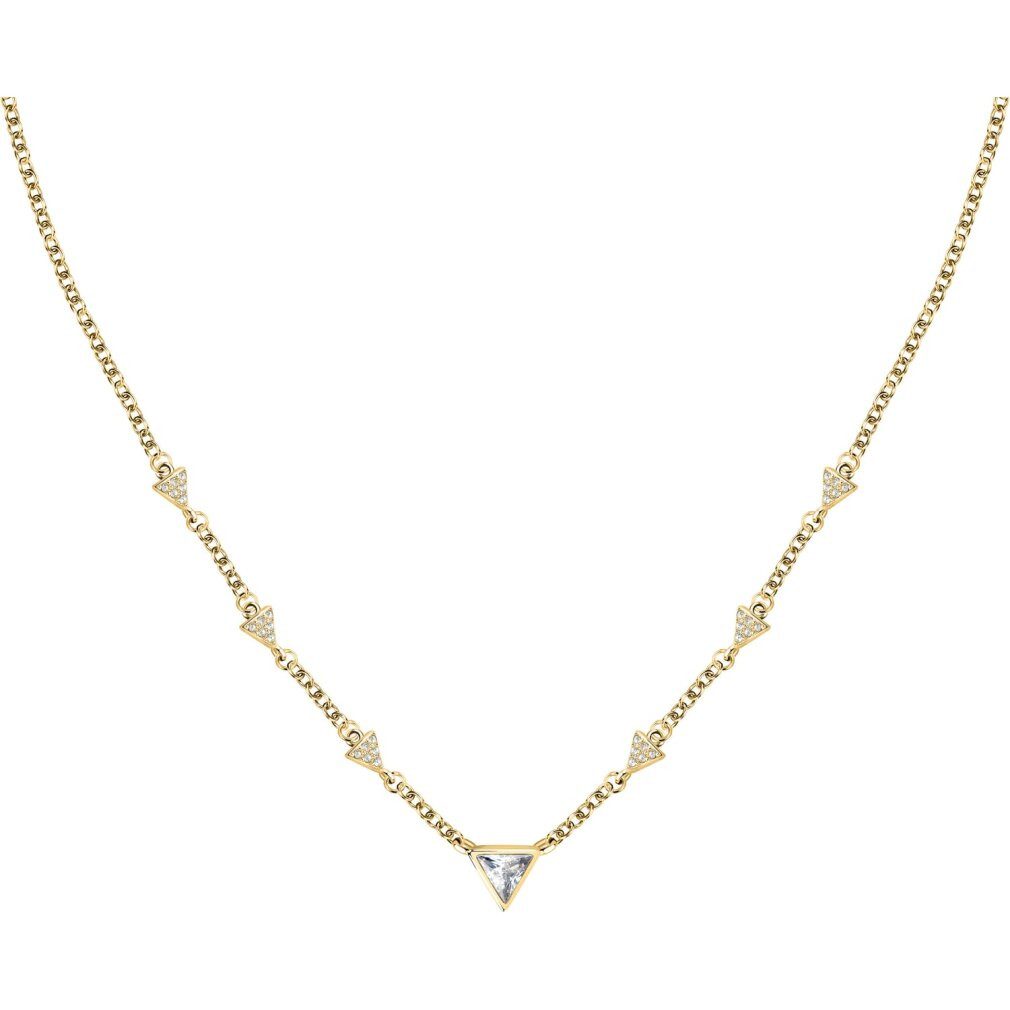 MORELLATO Kette mit Einhänger Dezente vergoldete Halskette mit Trillantkristallen SAWY01