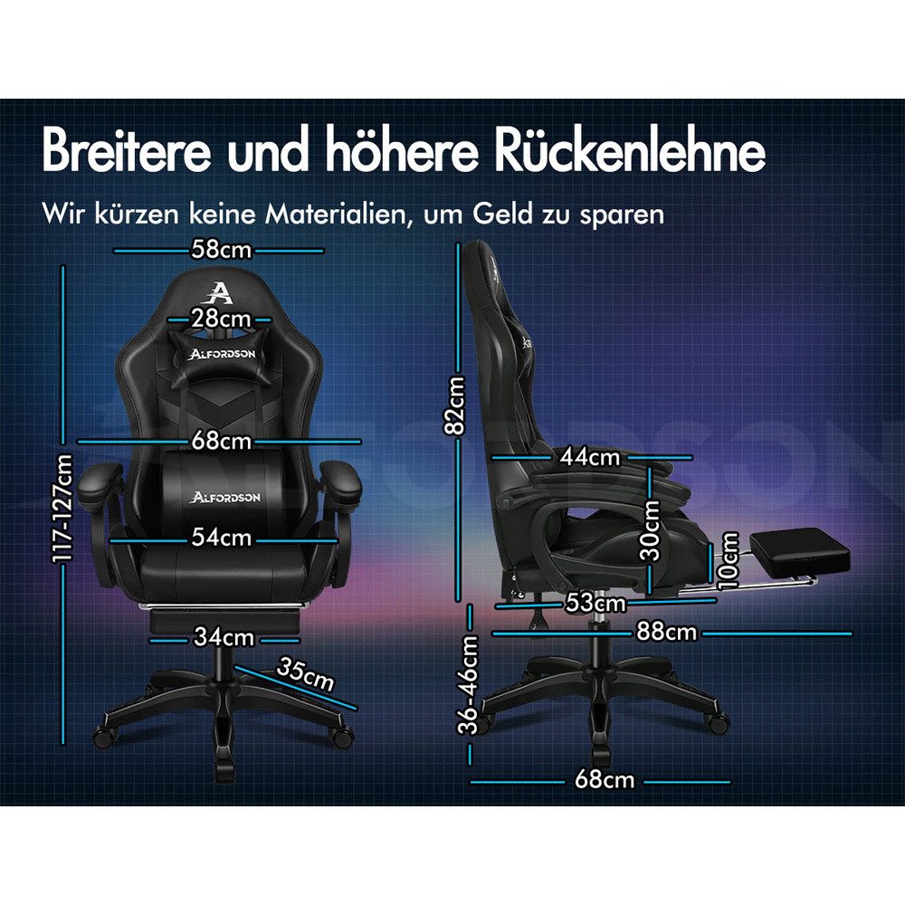 ALFORDSON Gaming-Stuhl 12 RGB LED-Farben Fernbedienung, günstig online kaufen
