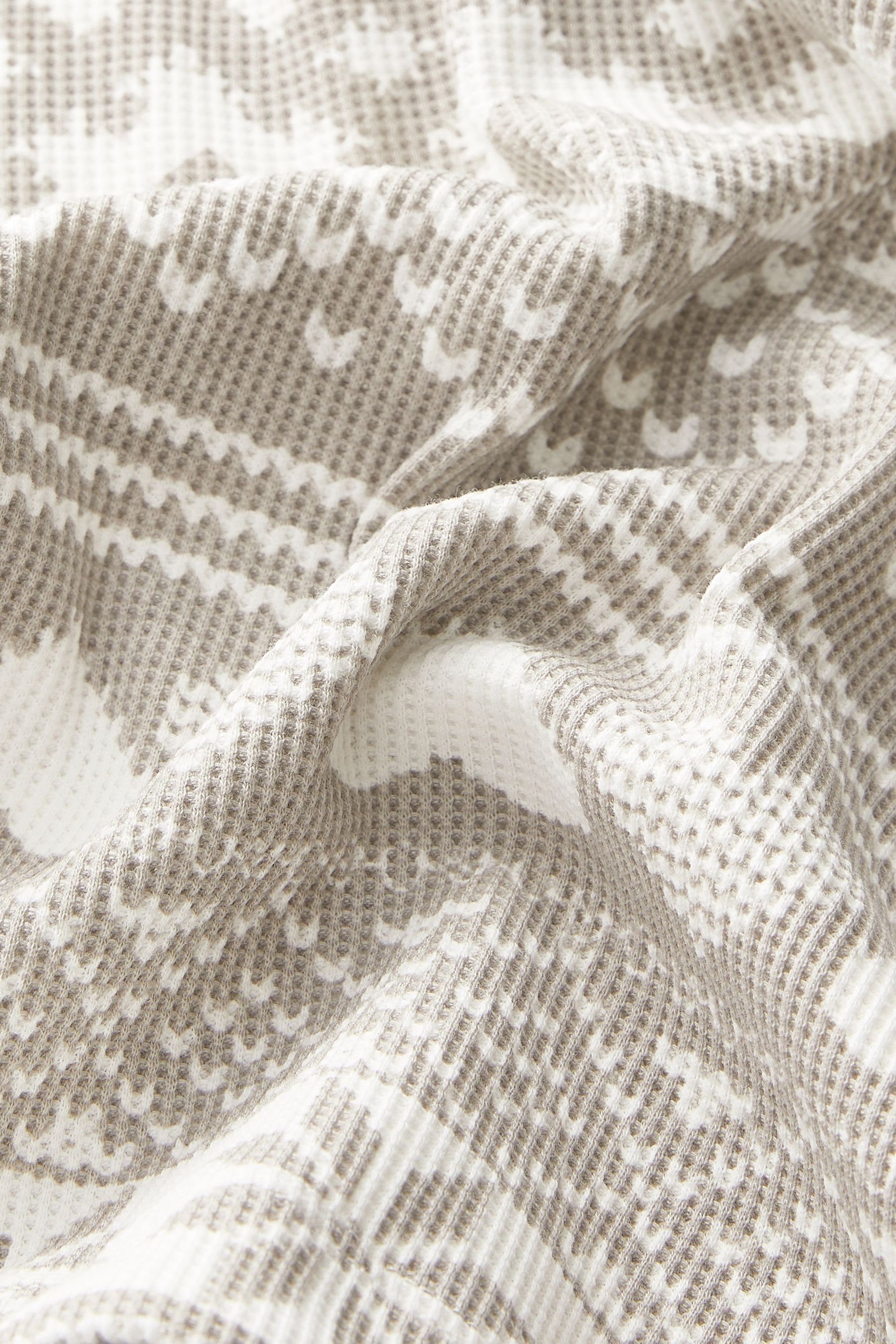 Fairisle Grey aus Langärmeliger Pattern Pyjama Next Baumwolle (2 gewaffelter tlg) Pyjama