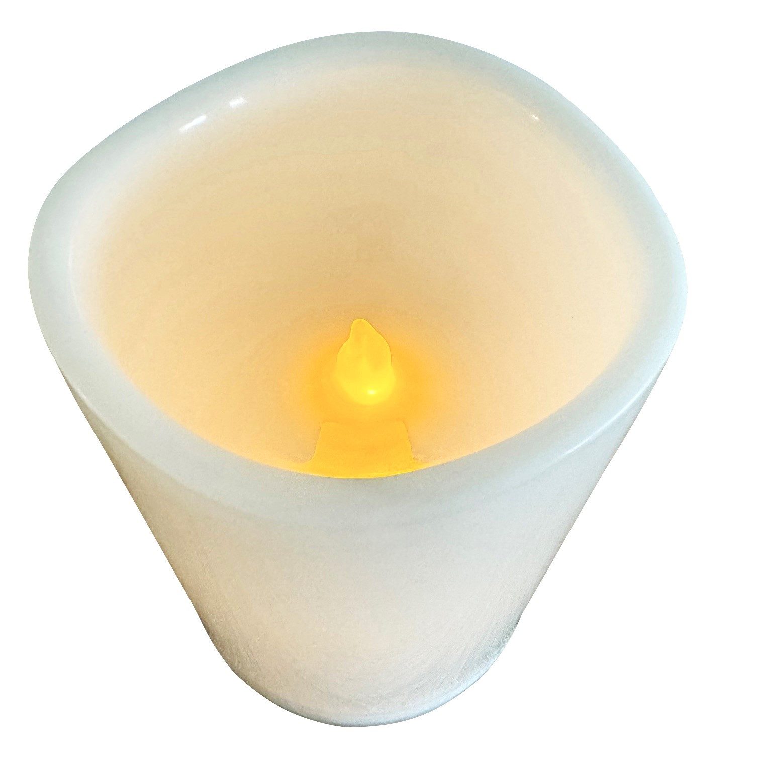 Online-Fuchs LED-Kerze XL mit rotierendem Sternenmuster und Timerfunktion, Bodenkerze (20 cm groß, Weiß, Creme), Outdoor geeignet