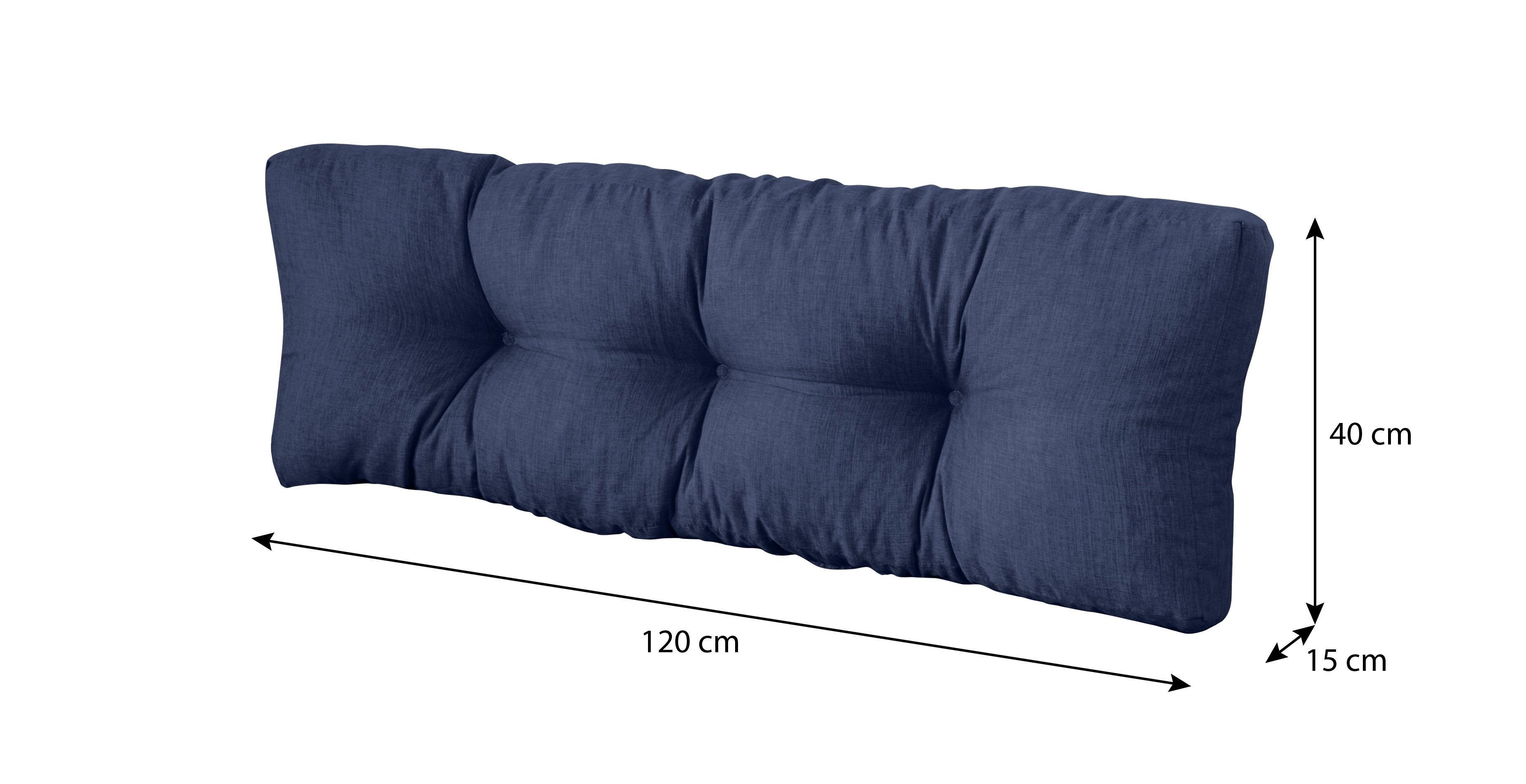 sunnypillow Rückenkissen Palettenkissen gesteppt Rückenkissen 120 x 40 x 15 cm, Blau