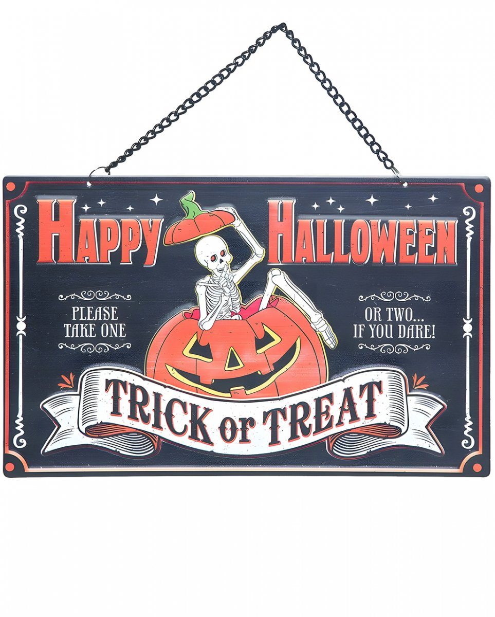 Hängedekoration Vintage Happy Halloween Metallschild als Willkomme