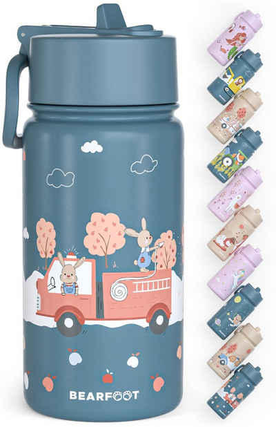 BEARFOOT Trinkflasche Thermo Kinder Trinkflasche Edelstahl - Feuerwehr, Thermosflasche, auslaufsicher, Edelstahl, Kinderflasche, BPA-frei
