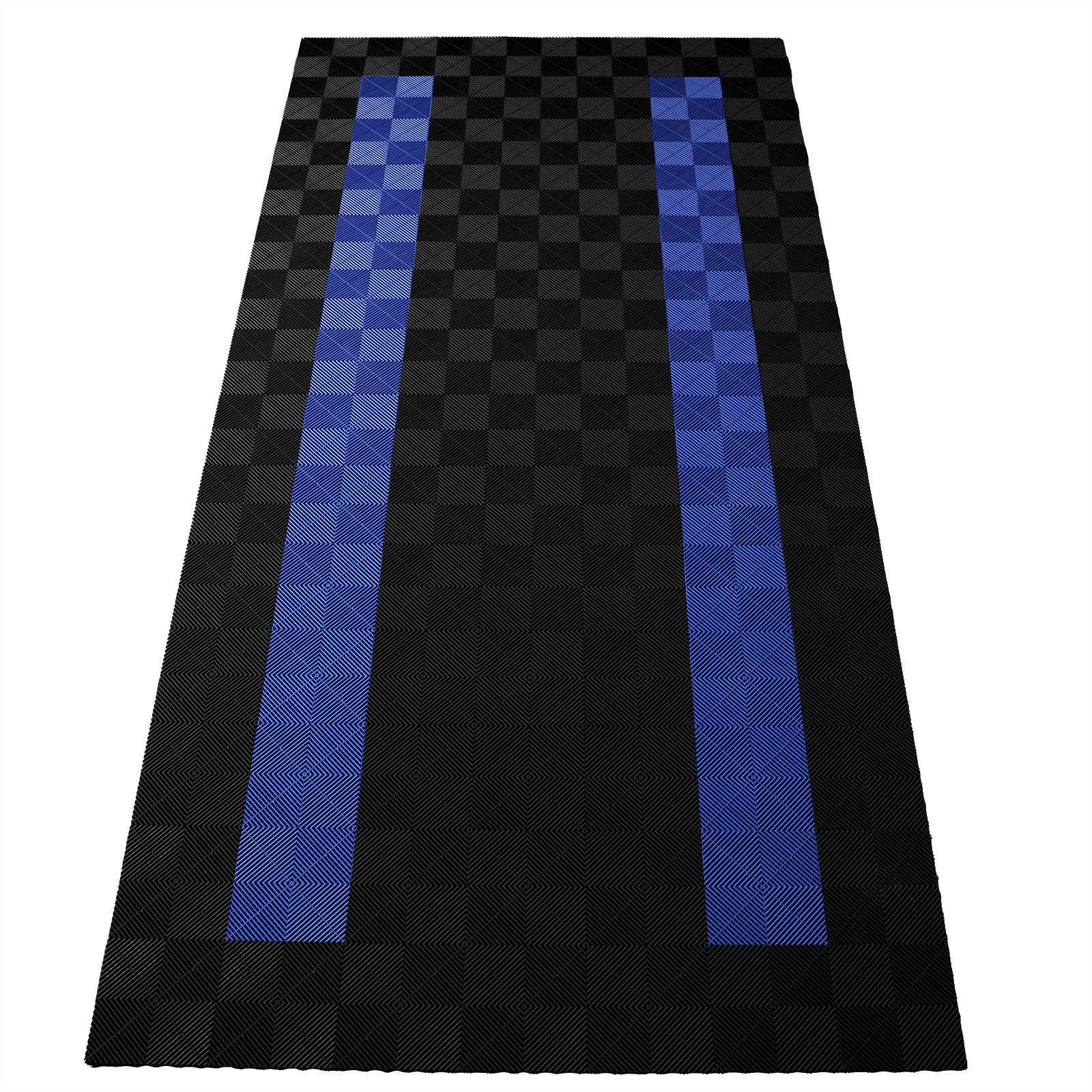 Tenzo-R Bodenfliese Performance Garagenboden Floor 2,8mx5,6m Schwarz Blau Set4, schwarz/blau