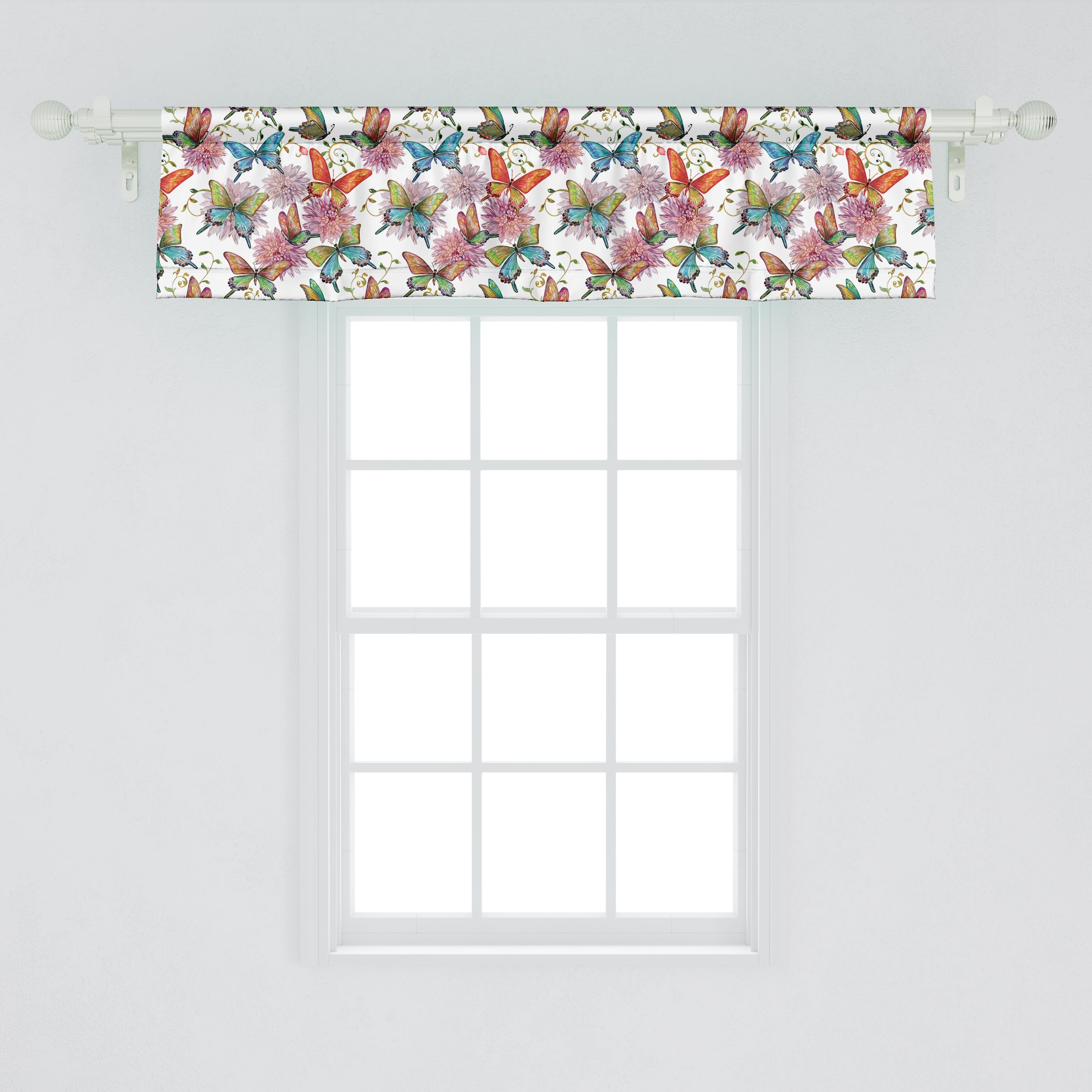 Scheibengardine Vorhang Volant für Schmetterling Microfaser, mit Küche Abakuhaus, Schlafzimmer Dekor Stangentasche, Gartennelken-Weinlese