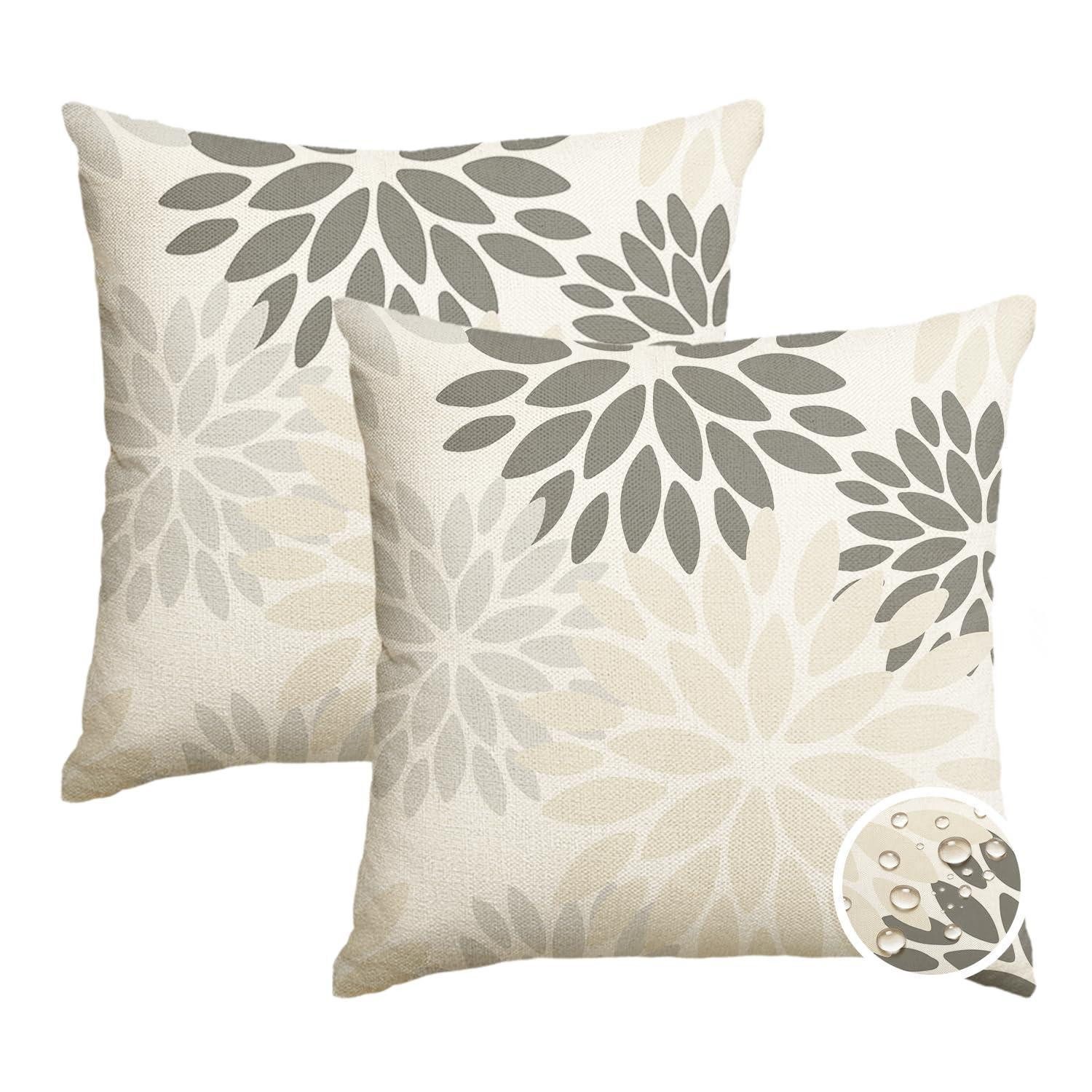 LuxusKollektion Kissenbezüge Kissenbezüge 45x45cm Creame Weiss Blumen 2er Set, (2 Stück)