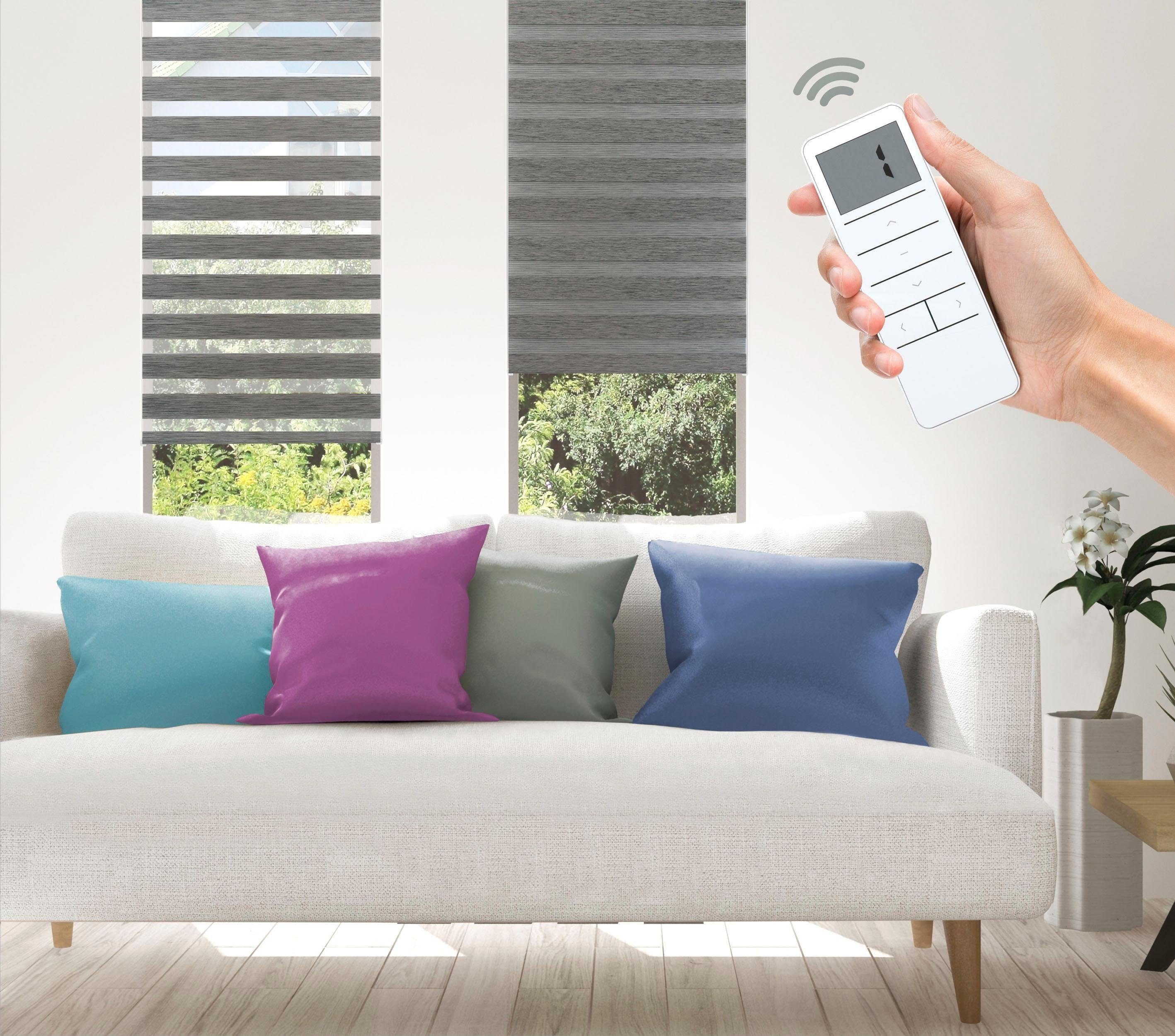 Elektrisches Rollo Wood - SMART HOME, Good Life, Lichtschutz, ohne Bohren, Klemmfix, mit Fernbedienung