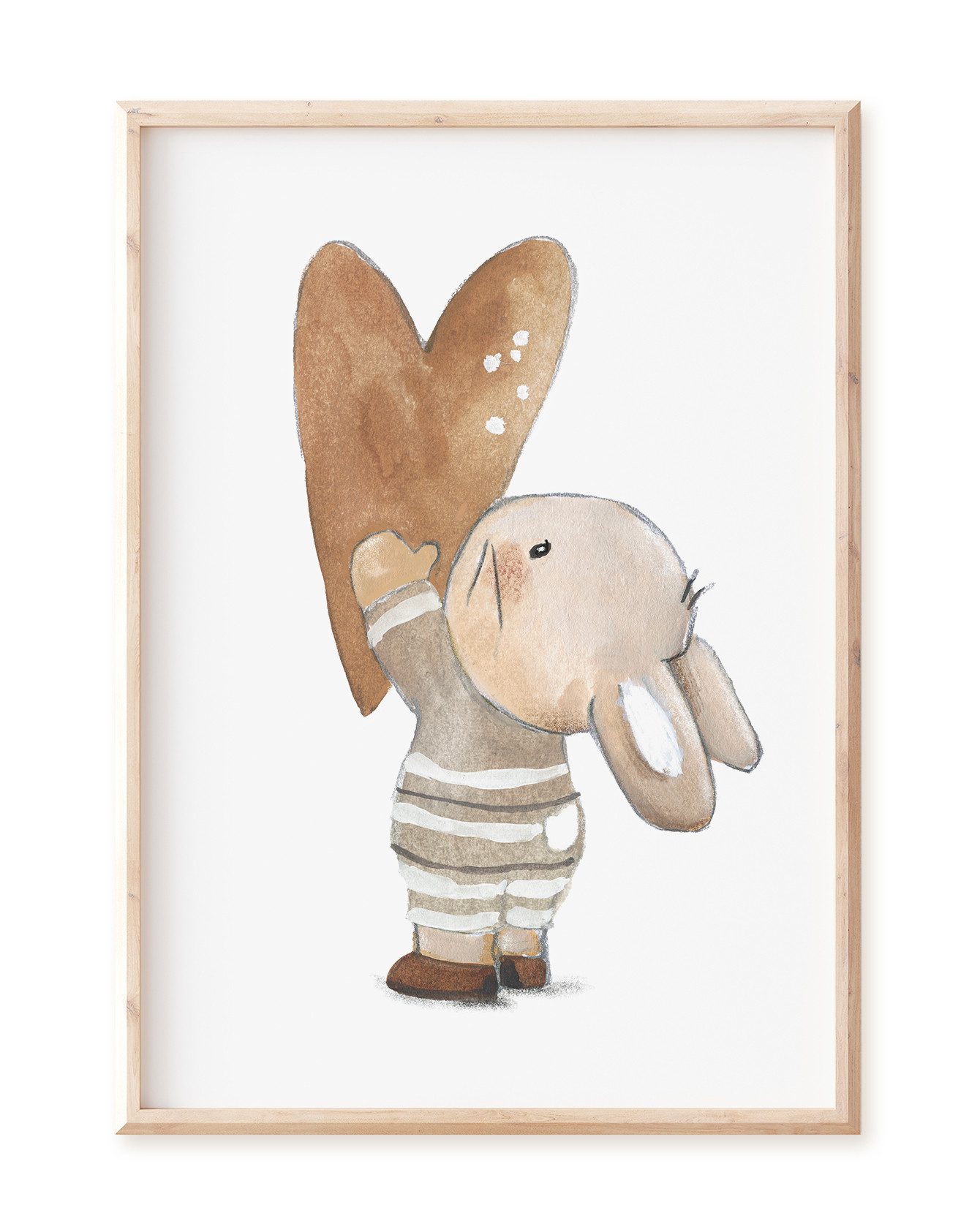 Pipapier Poster Kinderposter "Hase mit Herz", Kinderzimmerbild, Kinderbild, Hasenbild in DIN A4 oder DIN A3