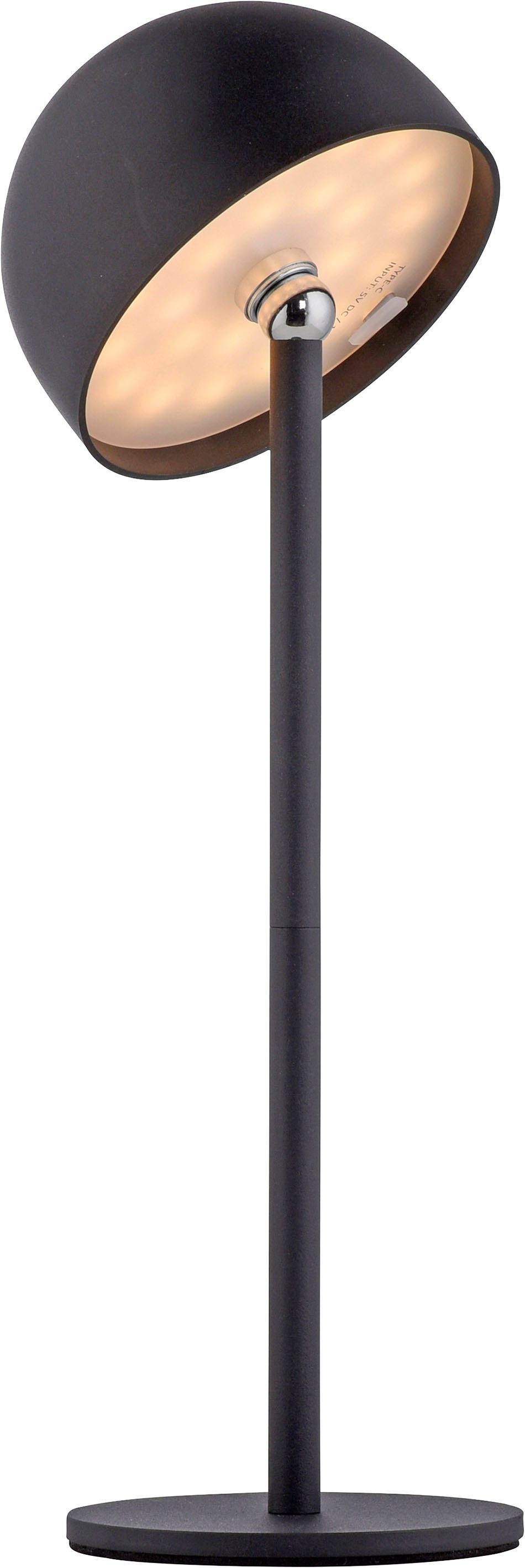 OTTO home Tischleuchte Akku Tischlampe Gerrin Indoor Outdoor, magnetischer Flaschenaufsatz, Dimmfunktion, Memoryfunktion, LED fest integriert, Warmweiß, Pilzlampe Flaschenaufsatz, Regulierung der Lichtstärke, Pilz, Lampe