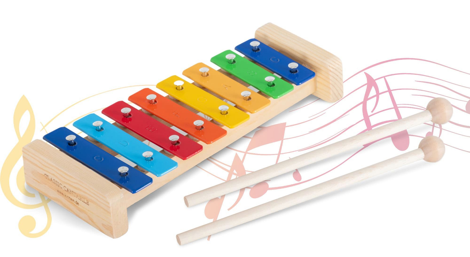 Classic Cantabile Glockenspiel Classic Cantabile GS-8 Glockenspiel für Kinder, Inkl. ein Paar Holz-Schlägel, Diatonisch mit 8 Tönen in C-Dur