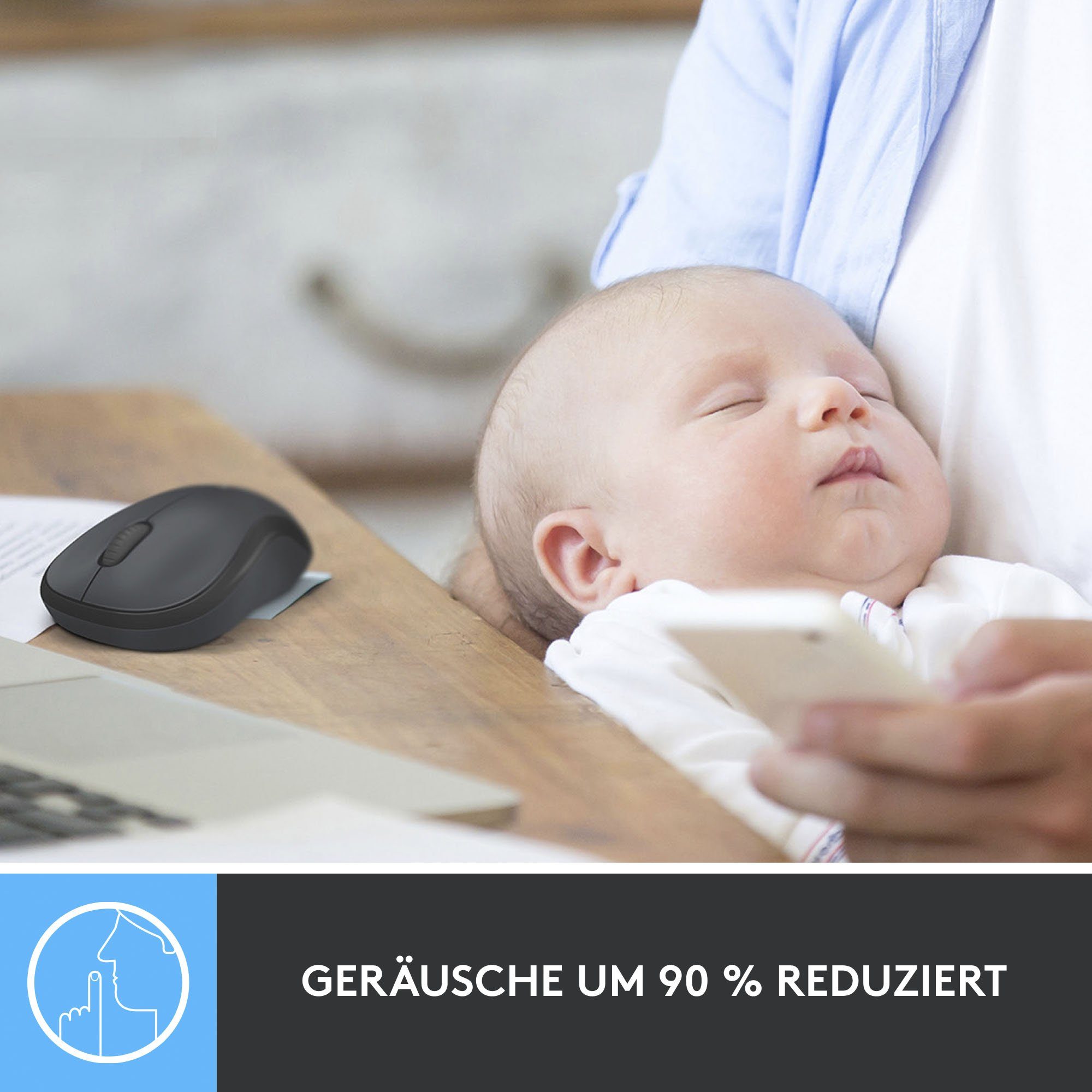 Logitech M220 SILENT Kabellose Maus, Für Links- & Rechtshänder Maus (RF Wireless)