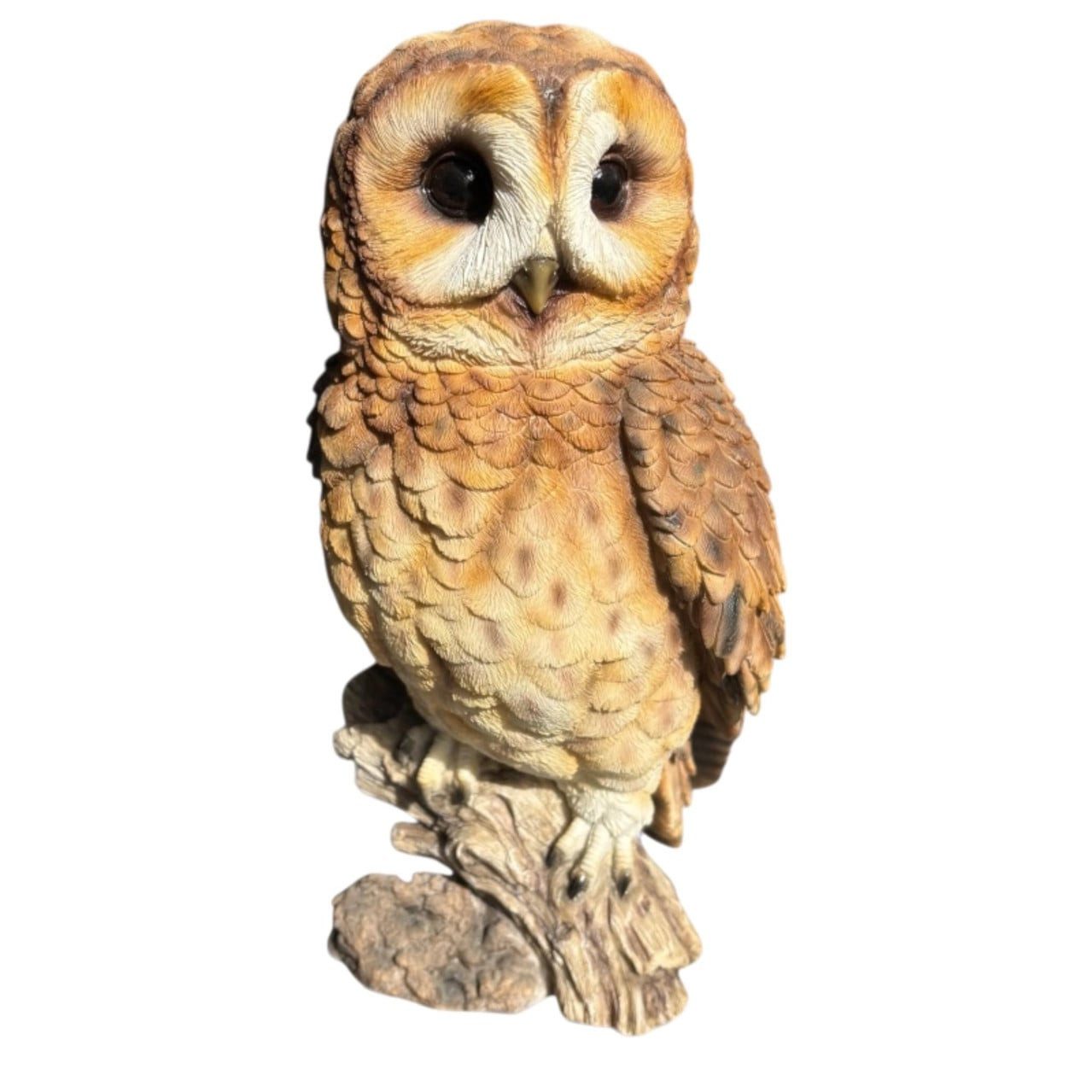 Figurendiscounter Gartenfigur Dekofigur Eule auf Ast 31 x 16,5 cm braun/natur