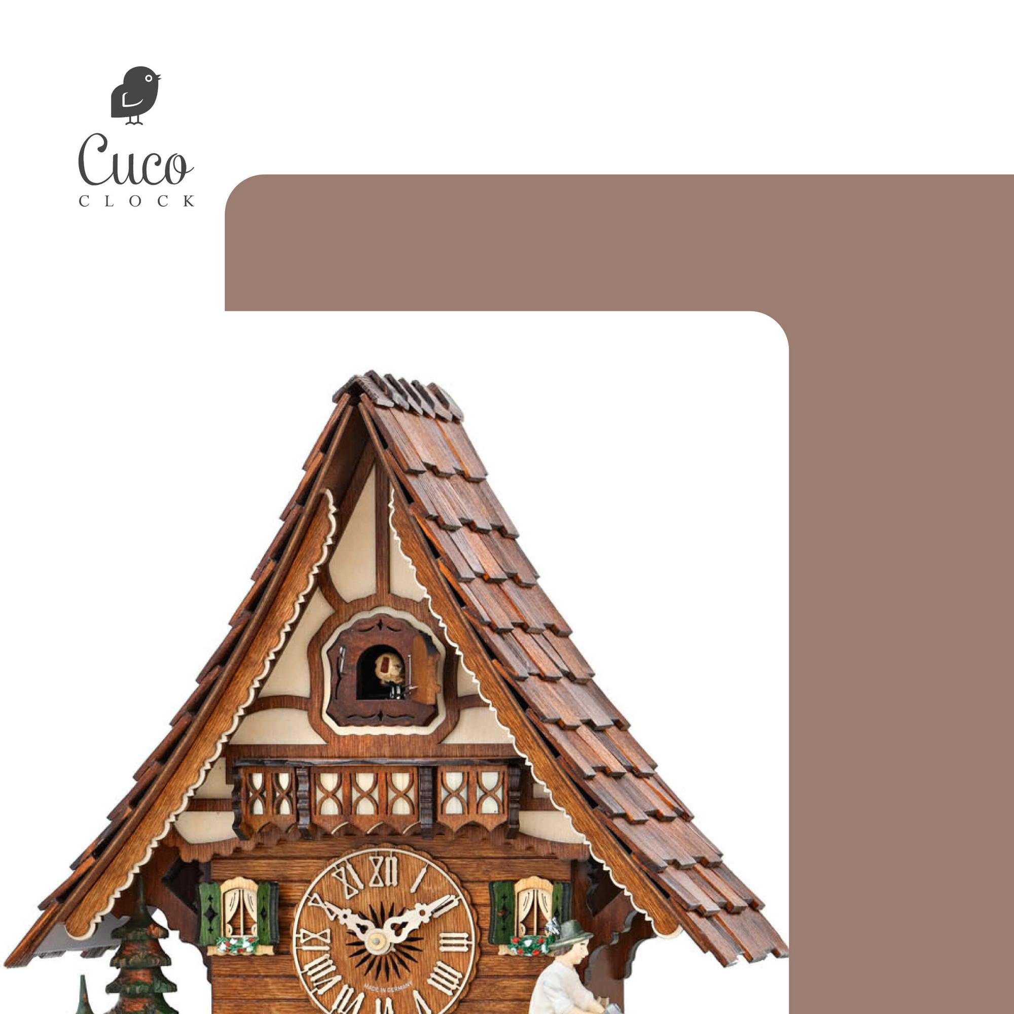 Wanduhr Pendelwanduhr Tage x 17cm, "Holzleben" manuelle Nachtabschaltung) Cuco aus Holz 8 (36 Schwarzwalduhr Kuckucksuhr - Werk, x Clock 30