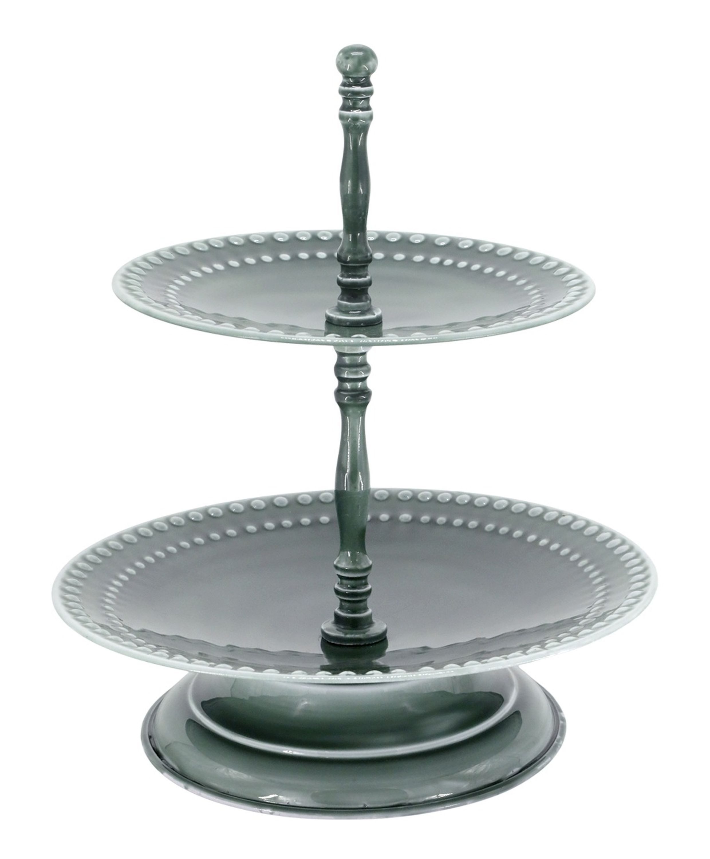 Chic Antique Etagere Chic Antique - Etagere Ständer Servierständer 2 Stöckig Metall Grün, Metall