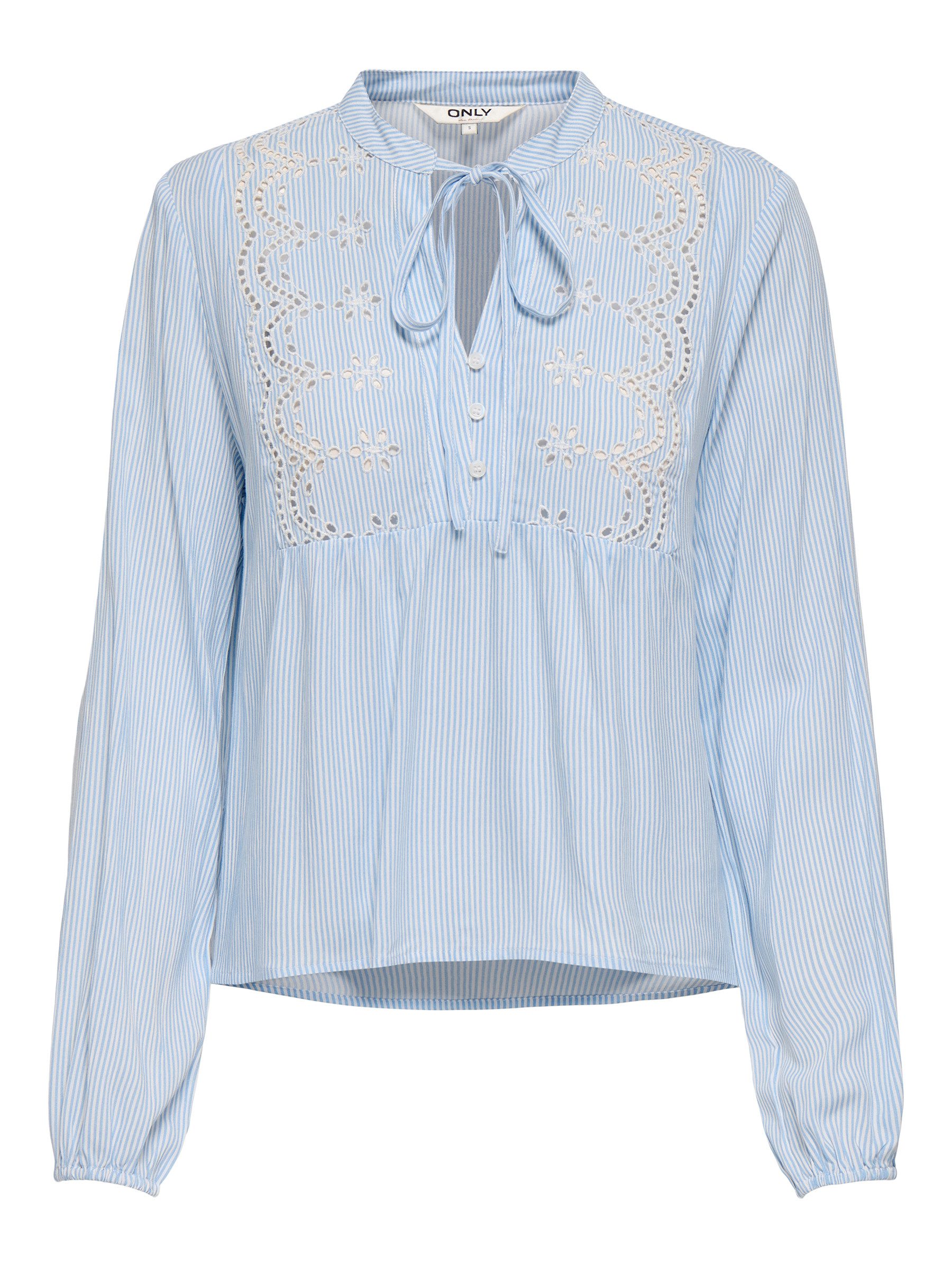 ONLY Blusenshirt Bequem V-Ausschnitt Gestreift Bündchen Lange Ärmel Modern günstig online kaufen