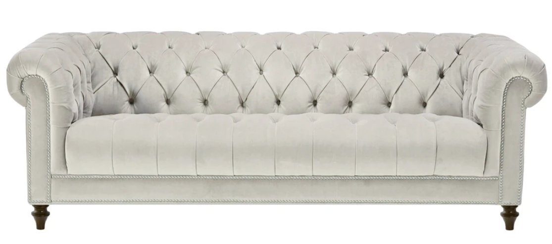 JVmoebel Chesterfield-Sofa Silber Dreisitzer luxus Stoffmöbel Designer Sofa Couch Neu Beige, Made in Europe