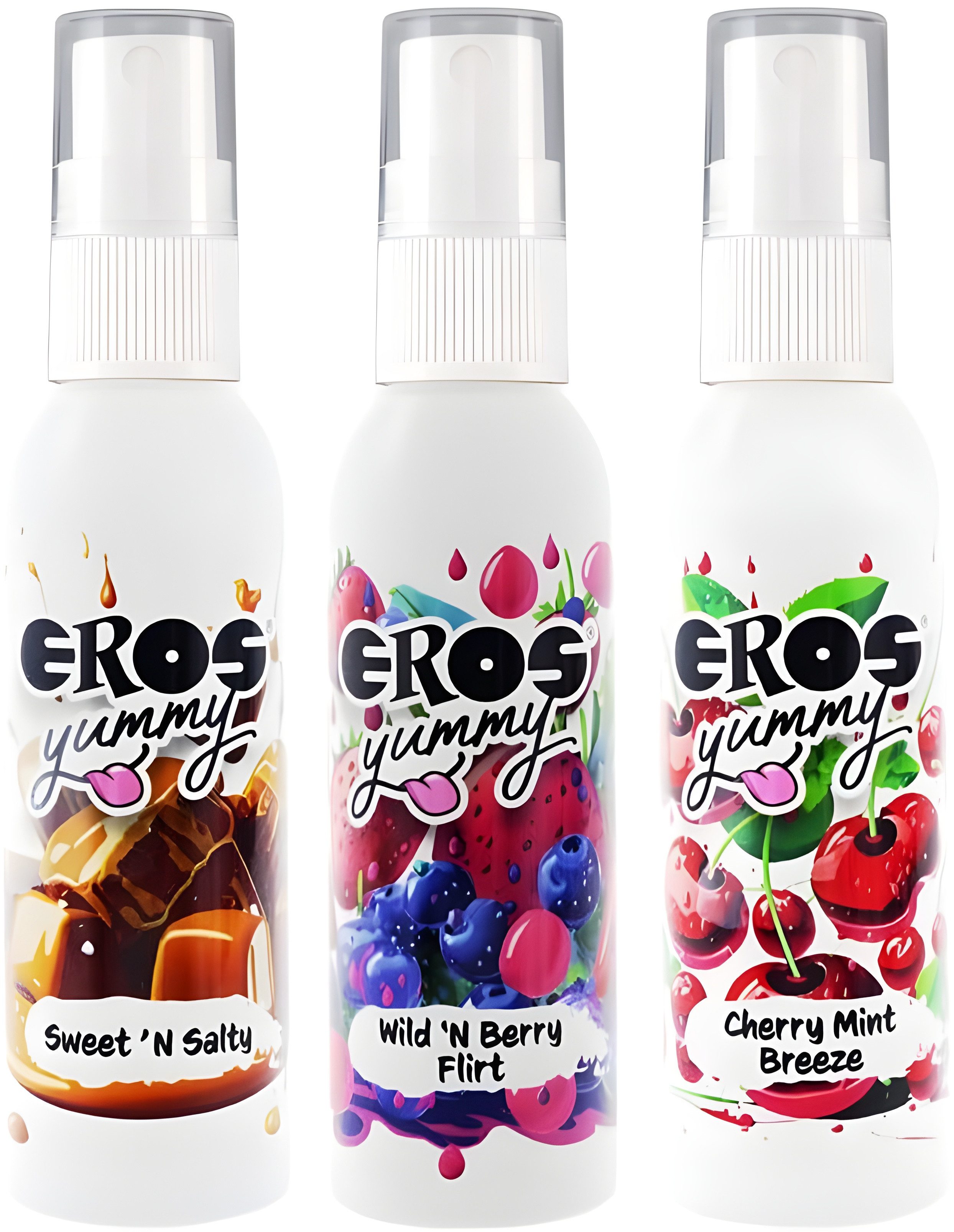 Megasol Cosmetic GmbH Gleitgel Yummy Sweet’N Salty & Wild ’N Berry Flirt & Cherry Mint Breeze -3x50ml