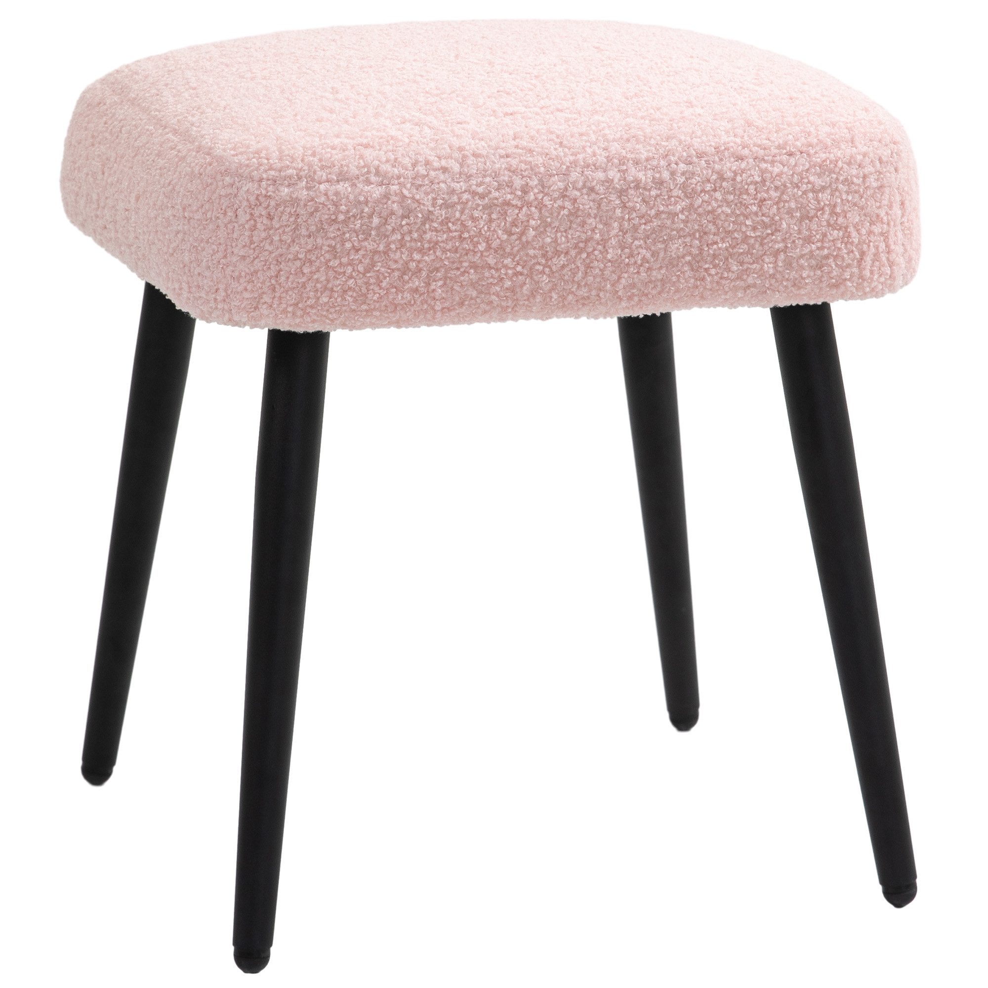 BlingBin Подставка для ног Стулья Quadratischer Schminkhocker Fußstütze mit Kaschmir-Optik (Hocker, 1 St., Schminkhocker 42 x 42 x 44 cm), Стулья Quadratischer, Stahlbeine, für Schlafzimmer, Stahlbeine