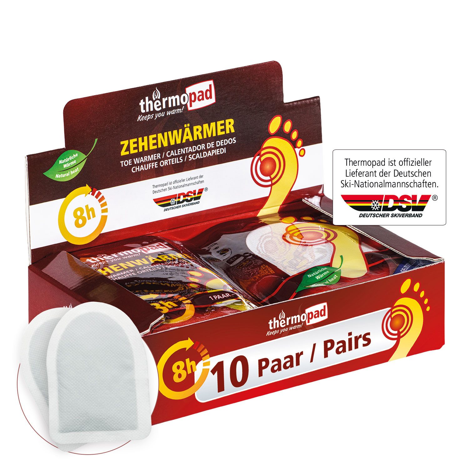 Thermopad Fußwärmer 10 Paar Thermopad Zehenwärmer, 10-tlg., luftaktiviert, sofort einsetzbar, ideal in Winter- und Ski-Schuhen