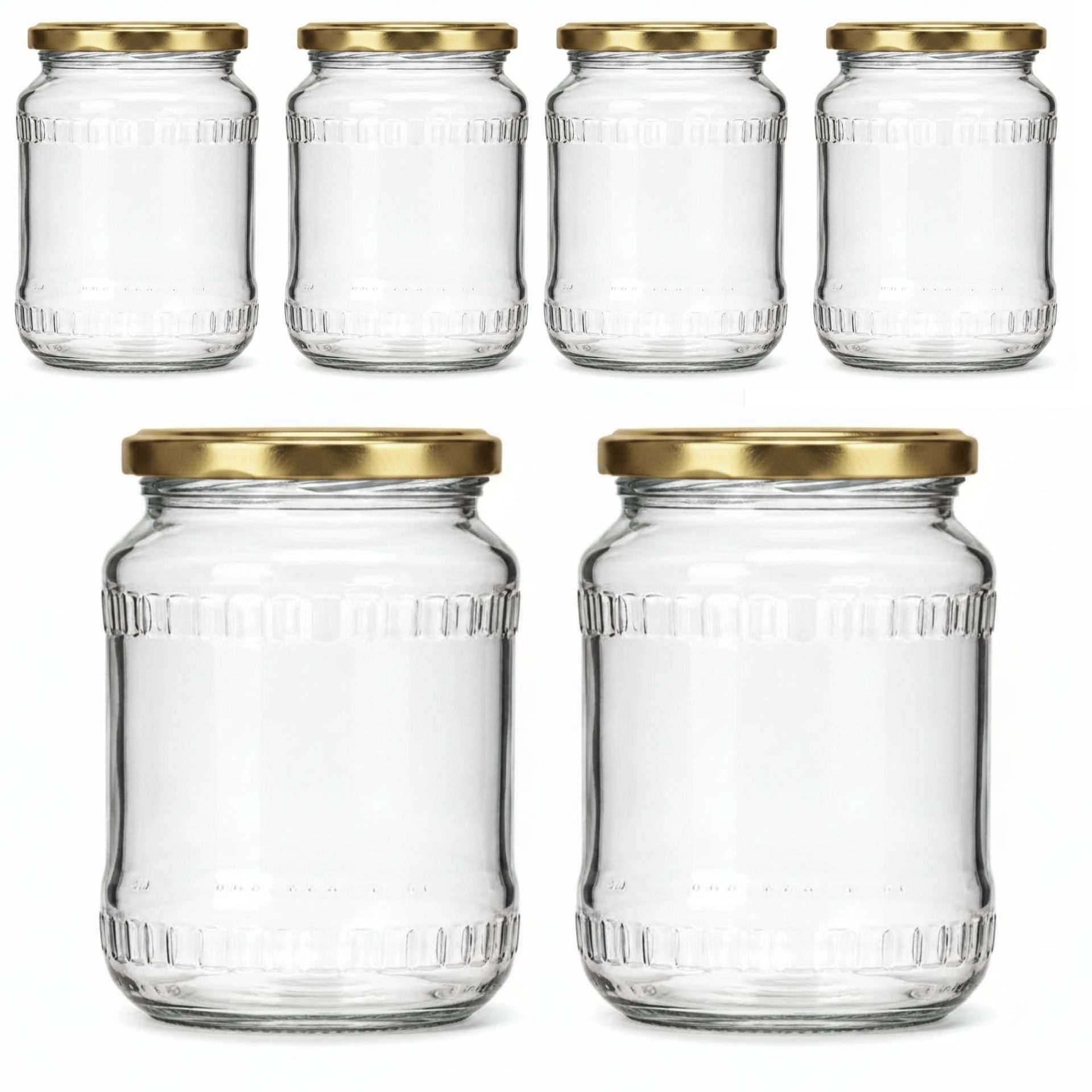mikken Einmachglas 720ml mit Relief große Einkochgläser Gurkengläser Vorratsgläser, (Set, 6-tlg), luftdicht, zum pasteurisieren geeignet