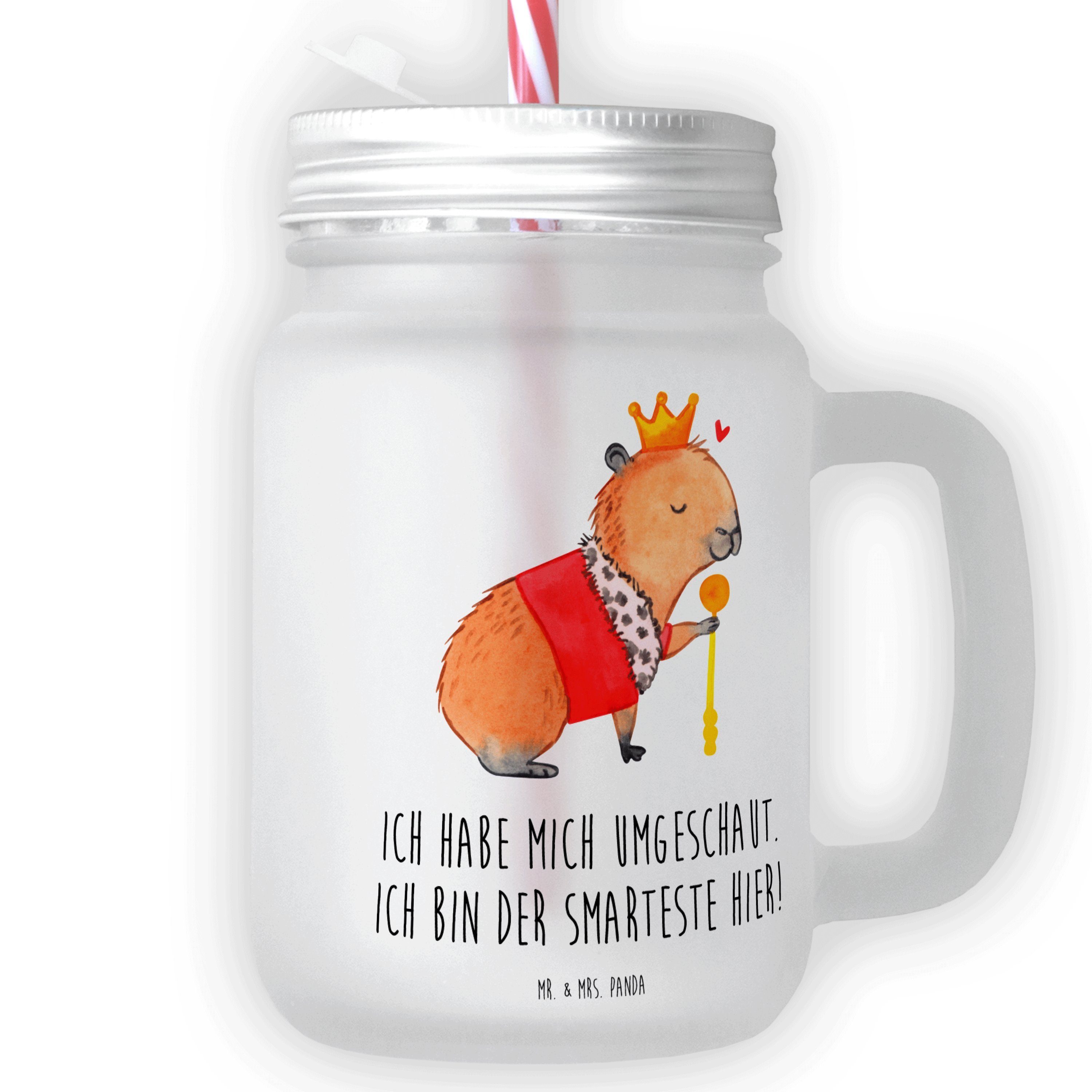 Mr. & Mrs. Panda Glas Capybara König - Transparent - Geschenk, Glas, Einmachglas, Trinkglas, Premium Glas