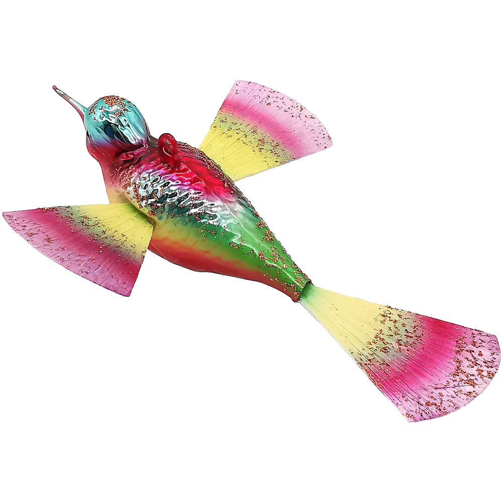 Schatzhauser Christbaumschmuck bunter Nostalgia 16cm Glasvogel (1-tlg), mundgeblasen, handbemalt