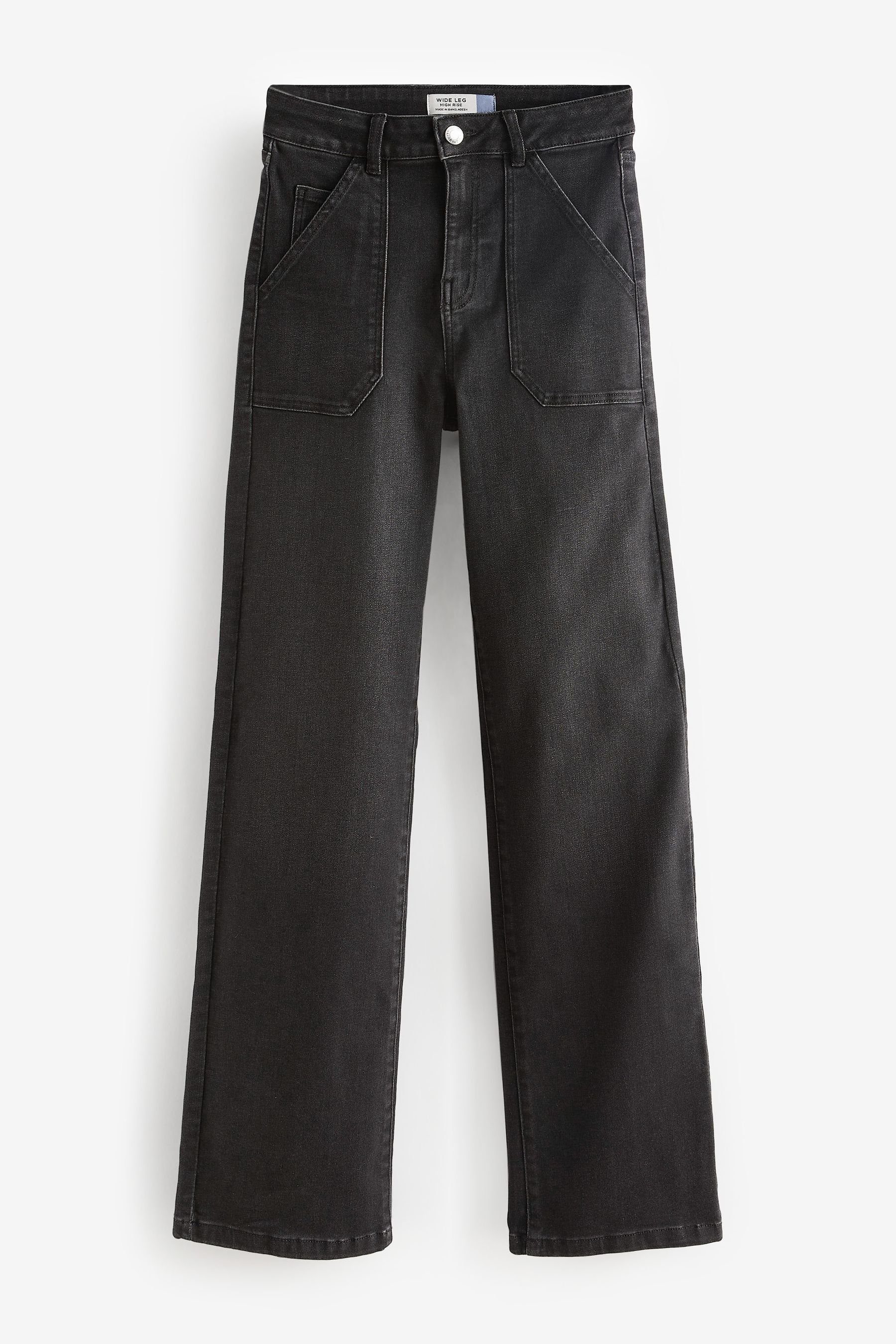 Jeans Utility-Tasche mit geschnittene Weit (1-tlg) Black Next Push-up-Jeans