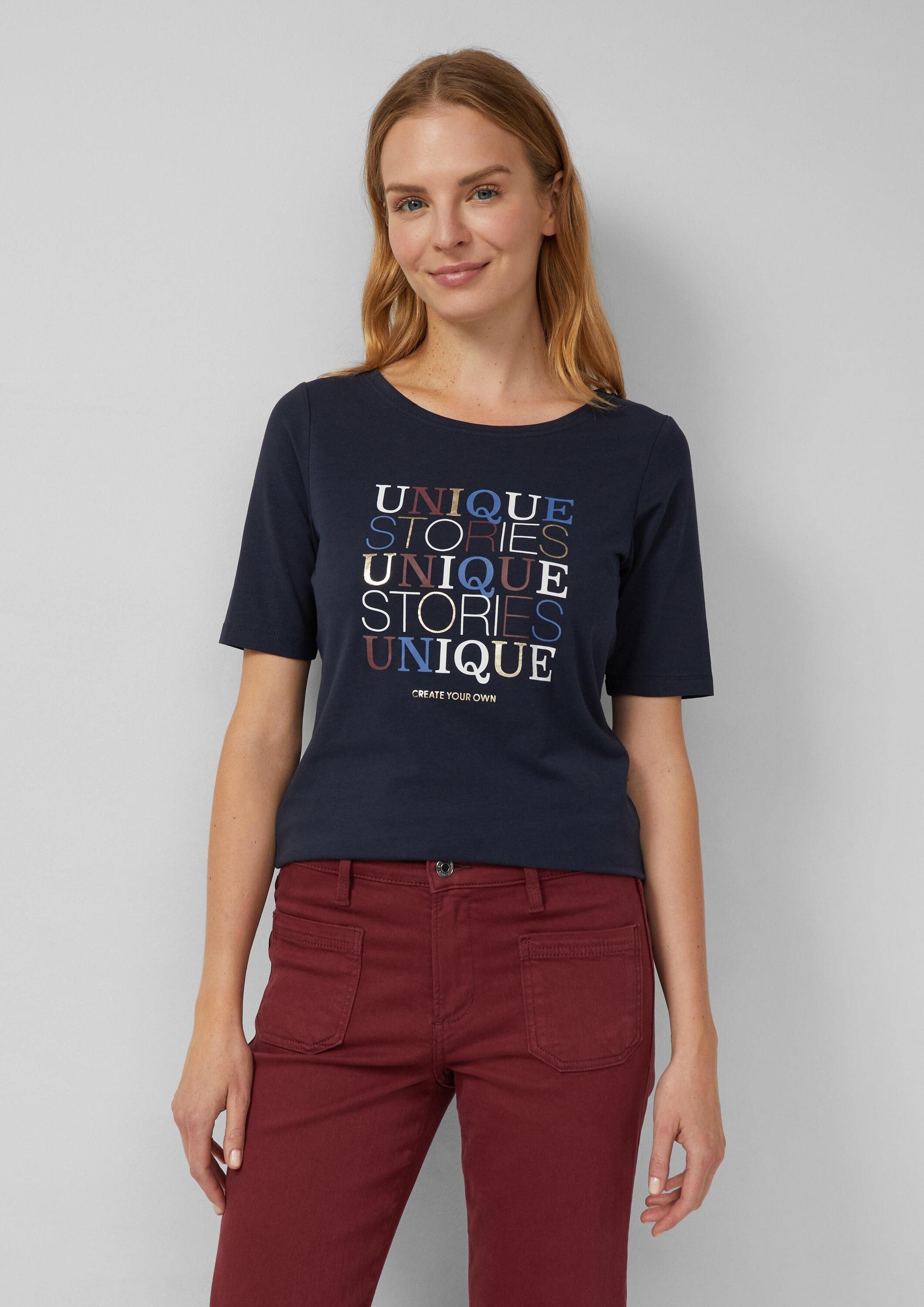 s.Oliver Kurzarmshirt T-Shirt Jersey-Shirt im Slim Fit mit Frontprint günstig online kaufen