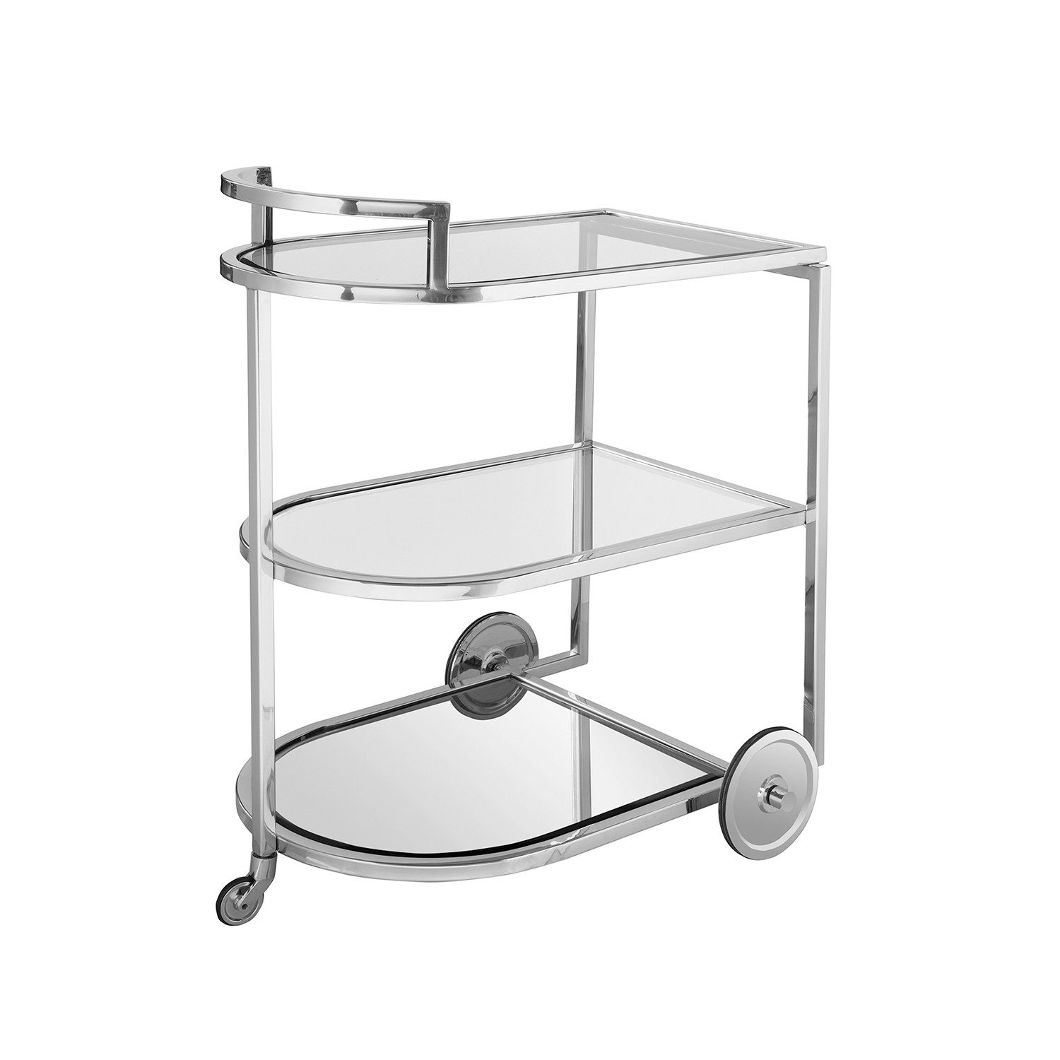 Fink Servierwagen SARONNA Barwagen - H.77cm x B.48cm - klar/silber - Edelstahl /Glas, (Wagen zum Servieren - Barwagen), Multifunktionaler Servierwagen: Küchenwagen, Rollwagen & Bartisch