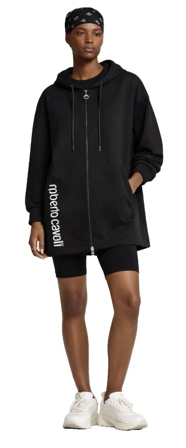 roberto cavalli Kapuzensweatjacke Damen Hooded Jacke Kapuzenpullover Zipper mit dekorativem RC-Monogramm-Anhänger in Silberoptik