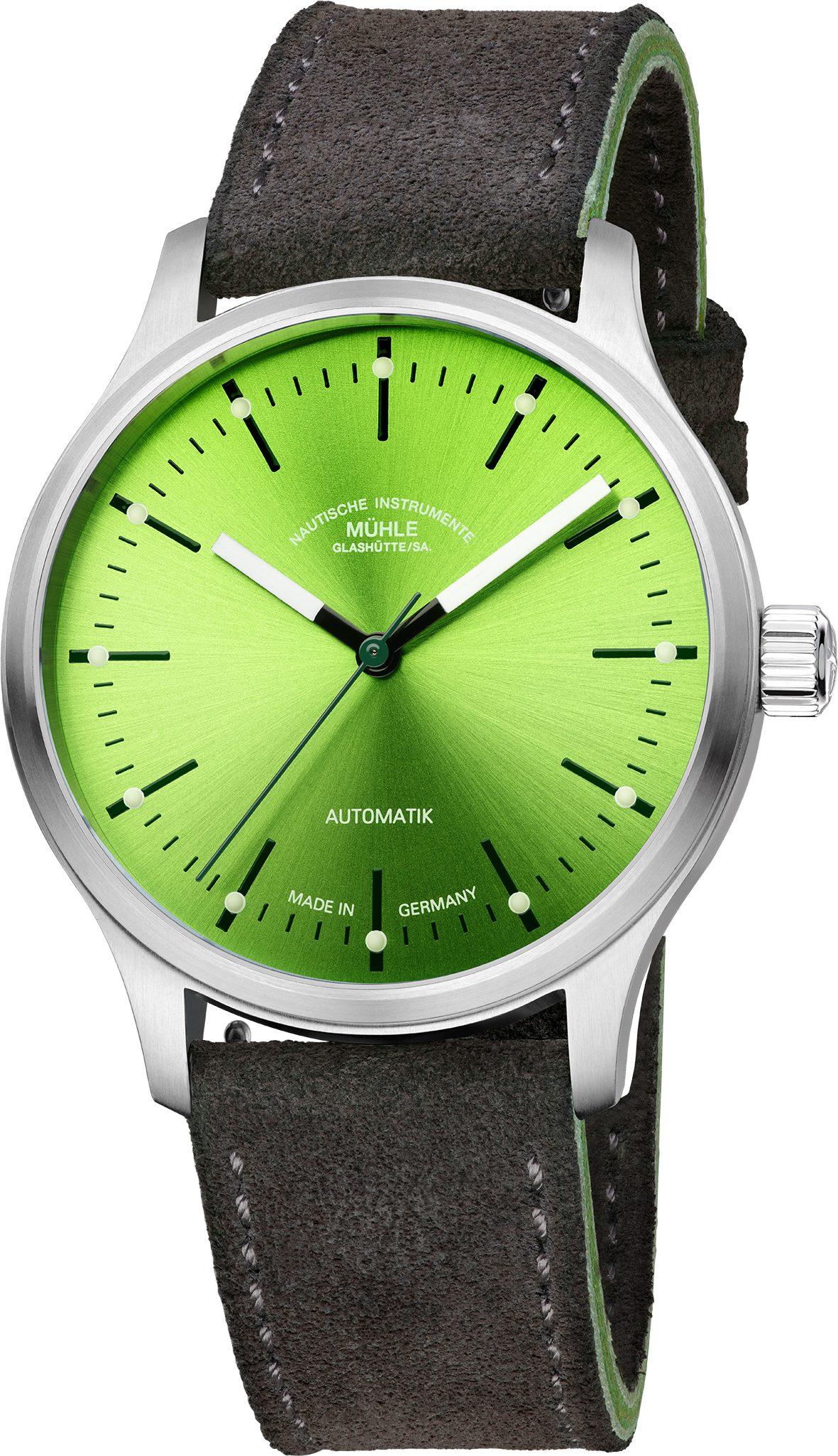 Nautische Instrumente Mühle Glashütte/Sa. Automatikuhr Herrenuhr Unisex Mühle Glashütte Automatik Panova Limettengrün
