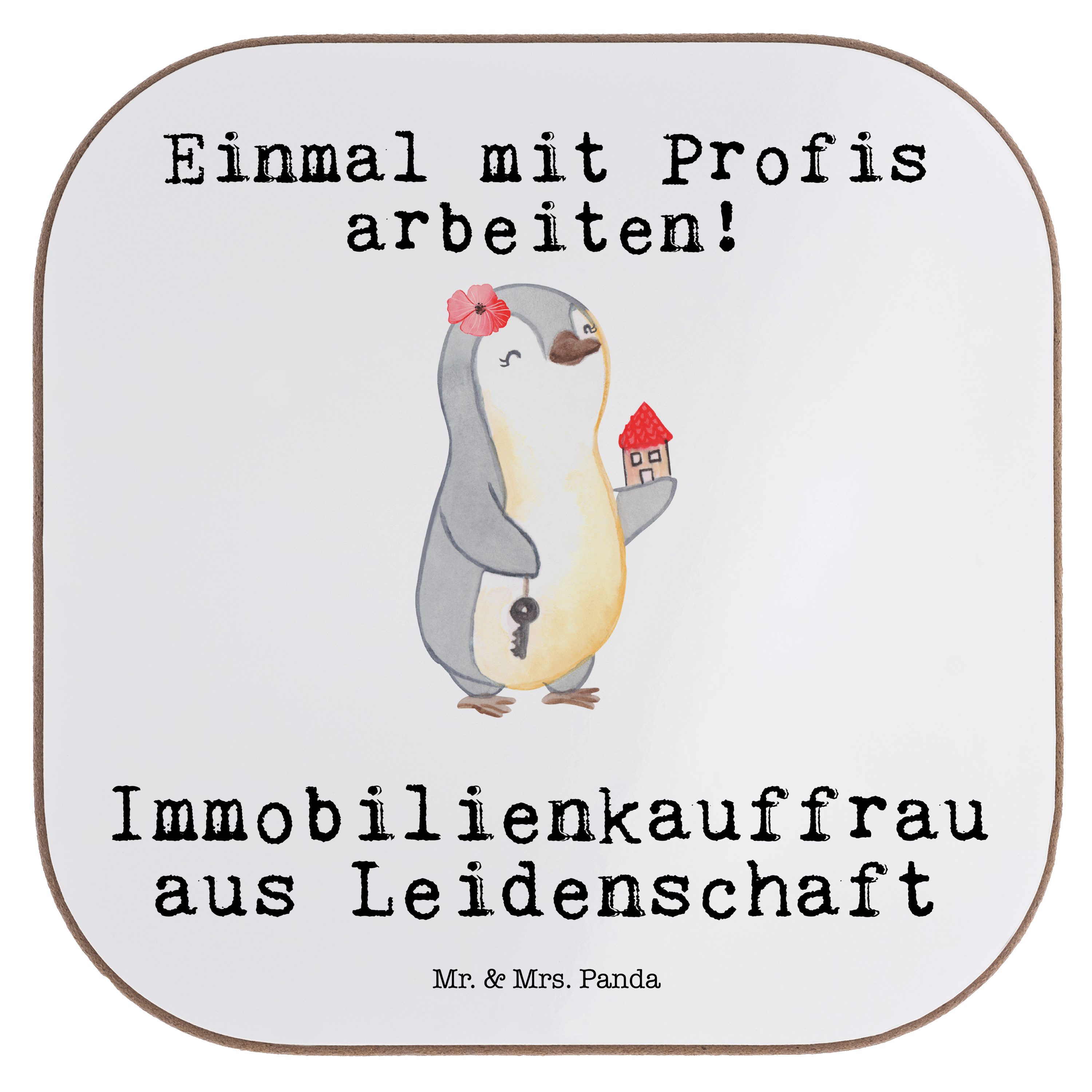 - aus Getränkeuntersetzer Geschenk, & Weiß Mr. Leidenschaft Mrs. 1-tlg. - Immobilienkauffrau Panda Wohnung, neue