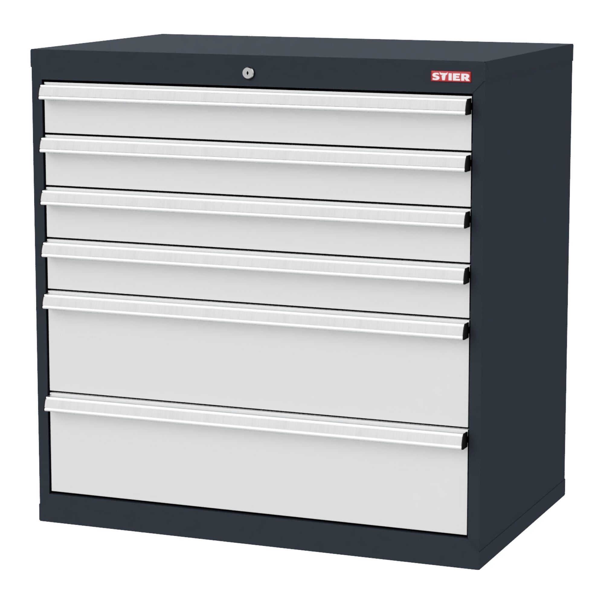 Stier Werkzeugschrank STIER Schubladenschrank 6 Schubladen 900 x 575 x 920 mm 80 kg Belastun