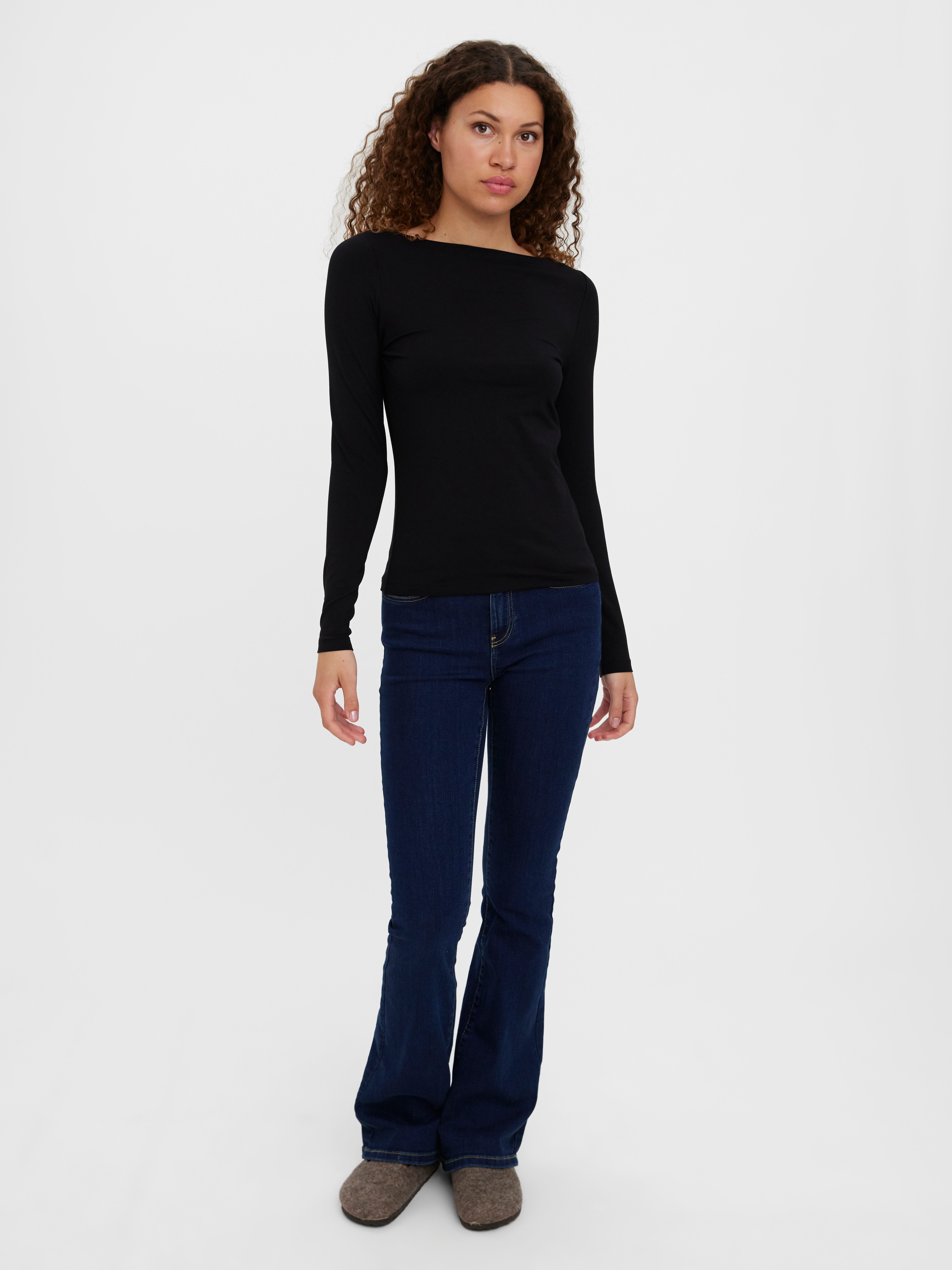 Vero Moda Langarmshirt VMPANDA MODAL L/S TOP JRS NOOS Baumwollmischung, slim fit