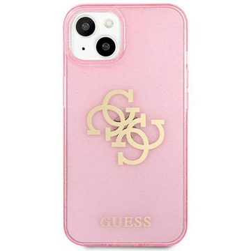 Guess Handyhülle Guess Glitter Silikon Case für Apple iPhone 13 Mini Big Logo Transparent / Pink Glitzer Hülle