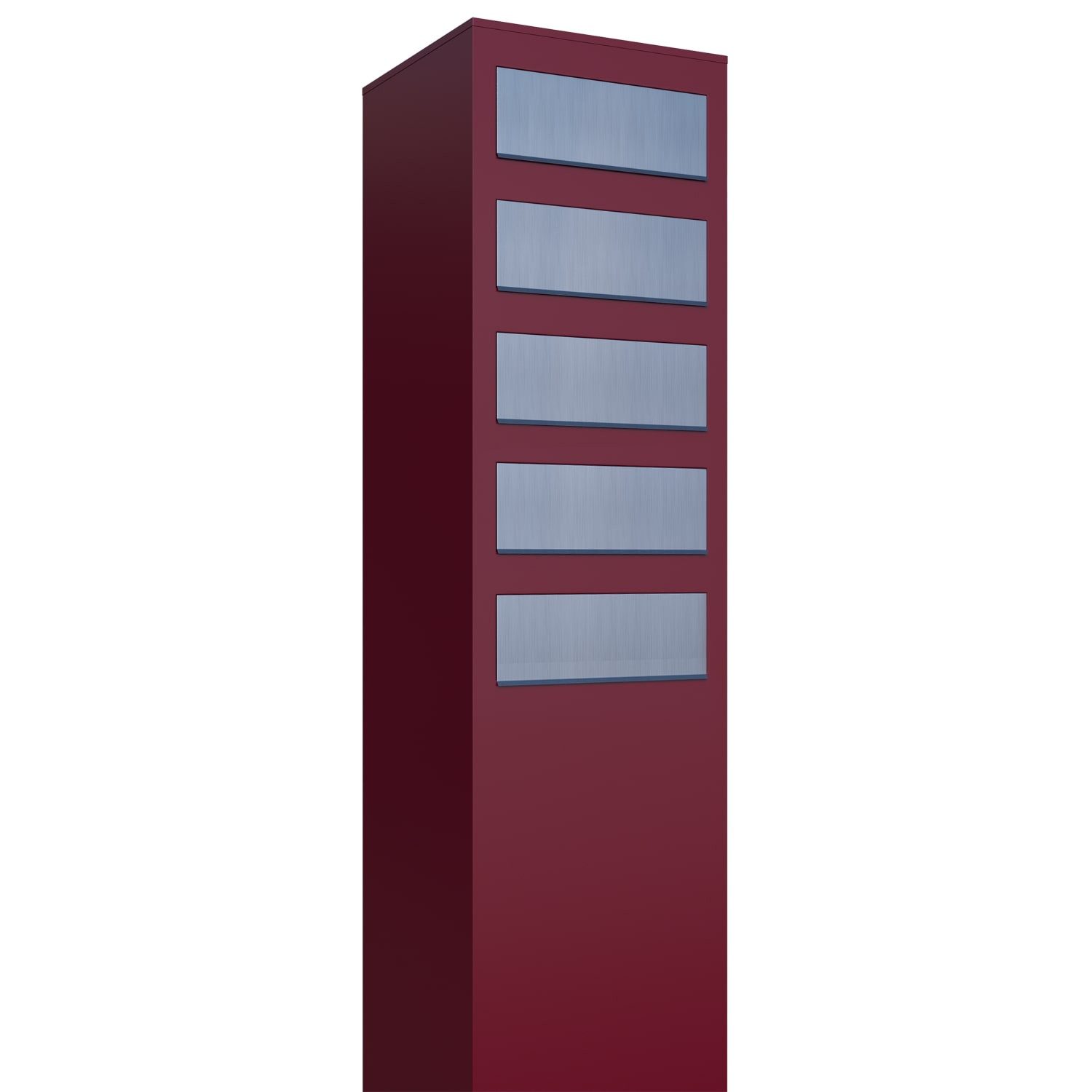 Bravios Standbriefkasten Briefkastenanlage Monolith for Five in Rot mit Edelstahlklappe