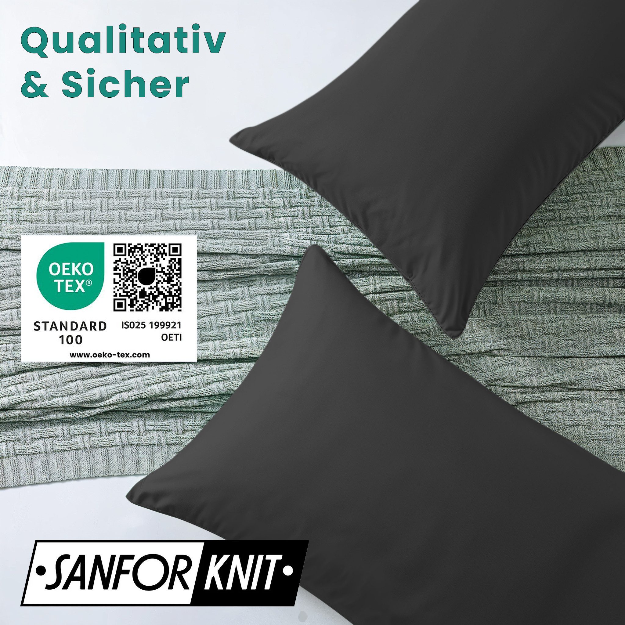 livessa Kissenbezug 2er Set Kissenbezug - Verdeckter Reißverschluss - Kopfkissenbezug, %100 Baumwolle Jersey Stoff 140 g/m², Ultra Weich und Atmungsaktiv