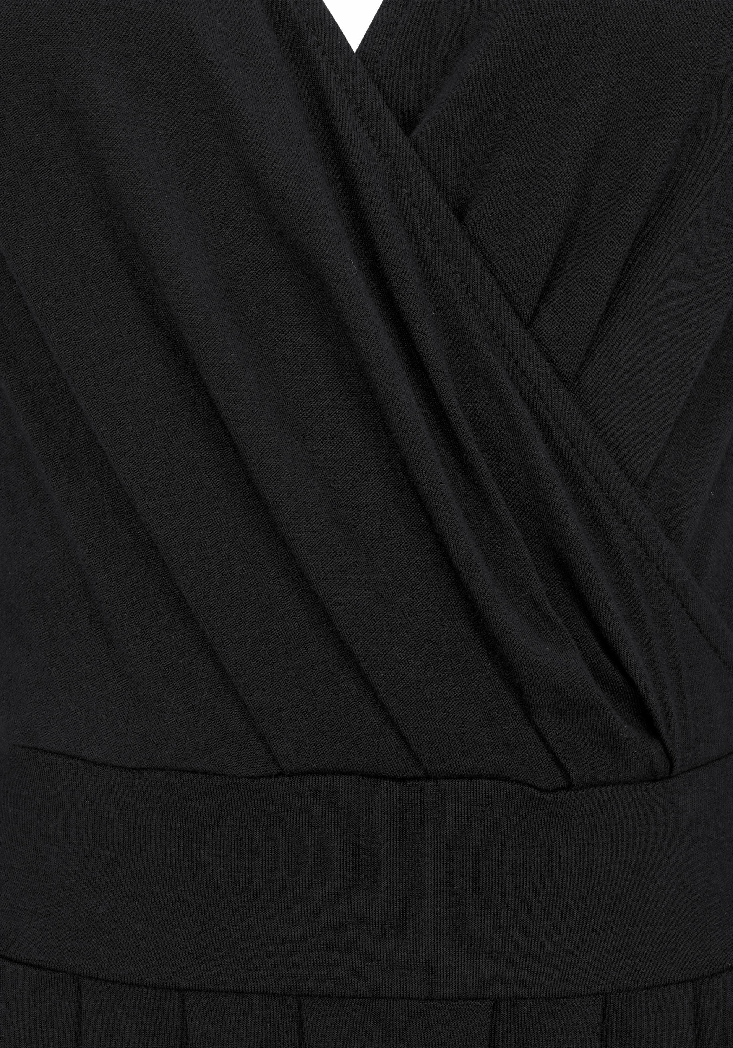 Beachtime Jerseykleid mit tiefem V-Ausschnitt in Wickeloptik, Sommerkleid, Basic