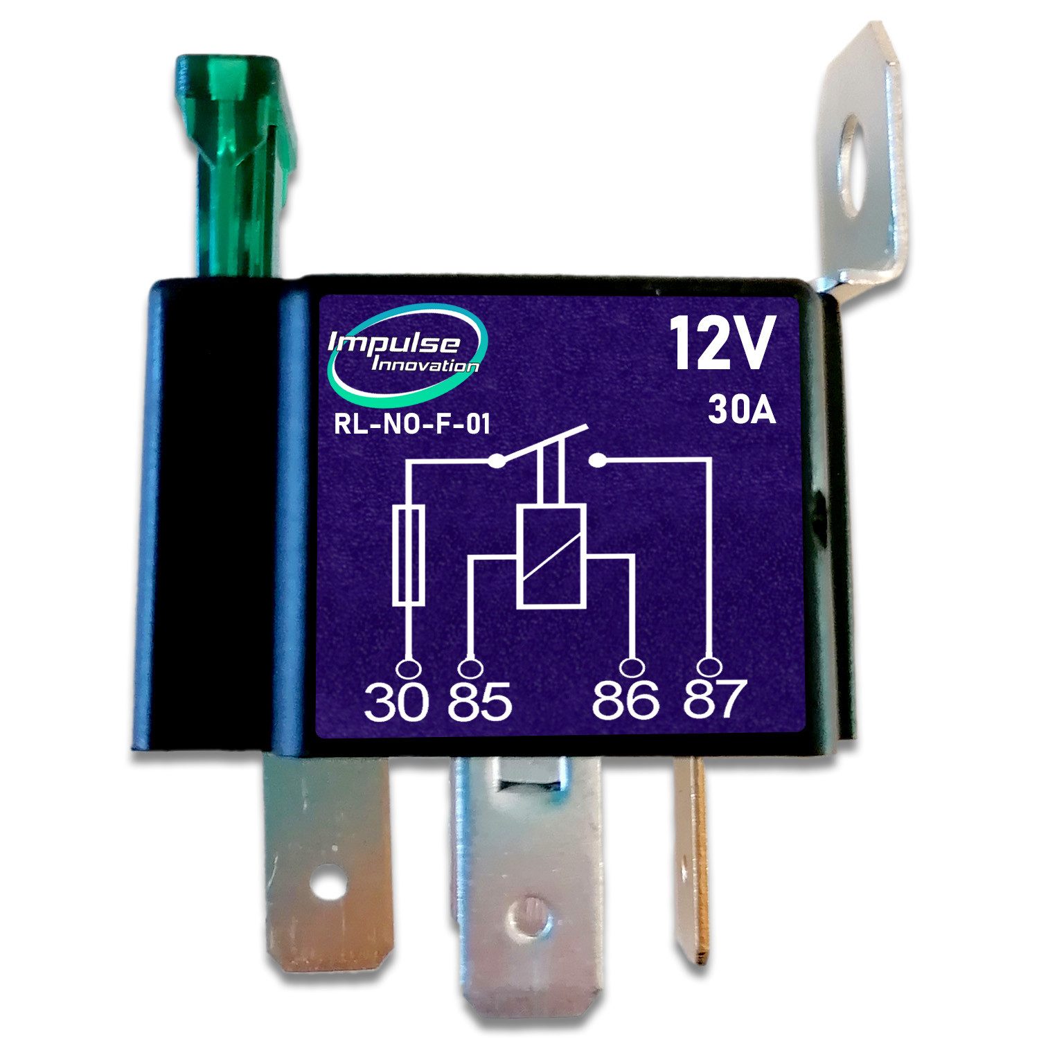 Impulse Innovation Kfz-Relais Mini Relais, 4-polig, Schließer (NO), 12V, 30A, mit Sicherung