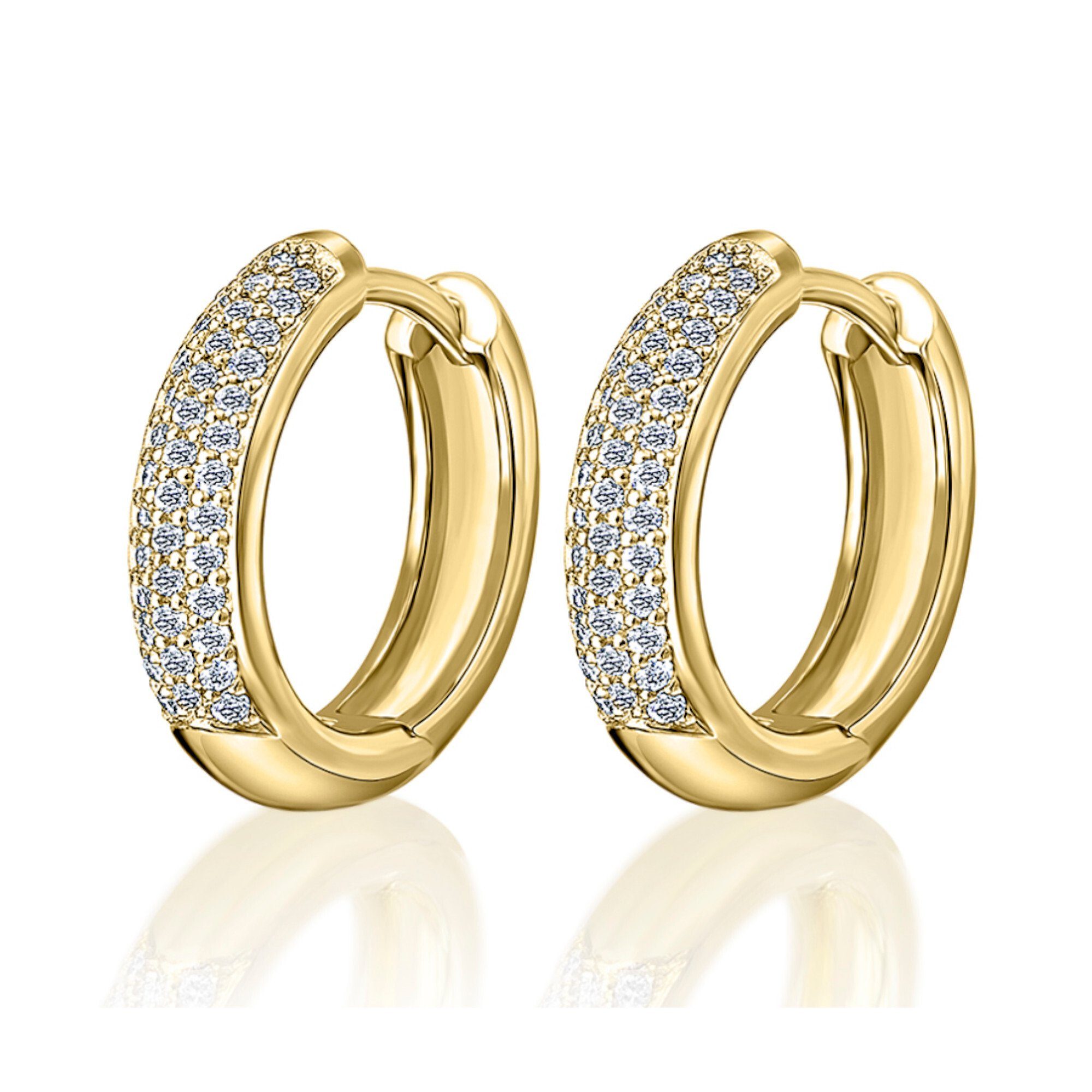 585 Gelbgold, Diamant Paar ONE aus Brillant Creolen 0.25 Damen ct ELEMENT Creolen Schmuck Gold Ohrringe