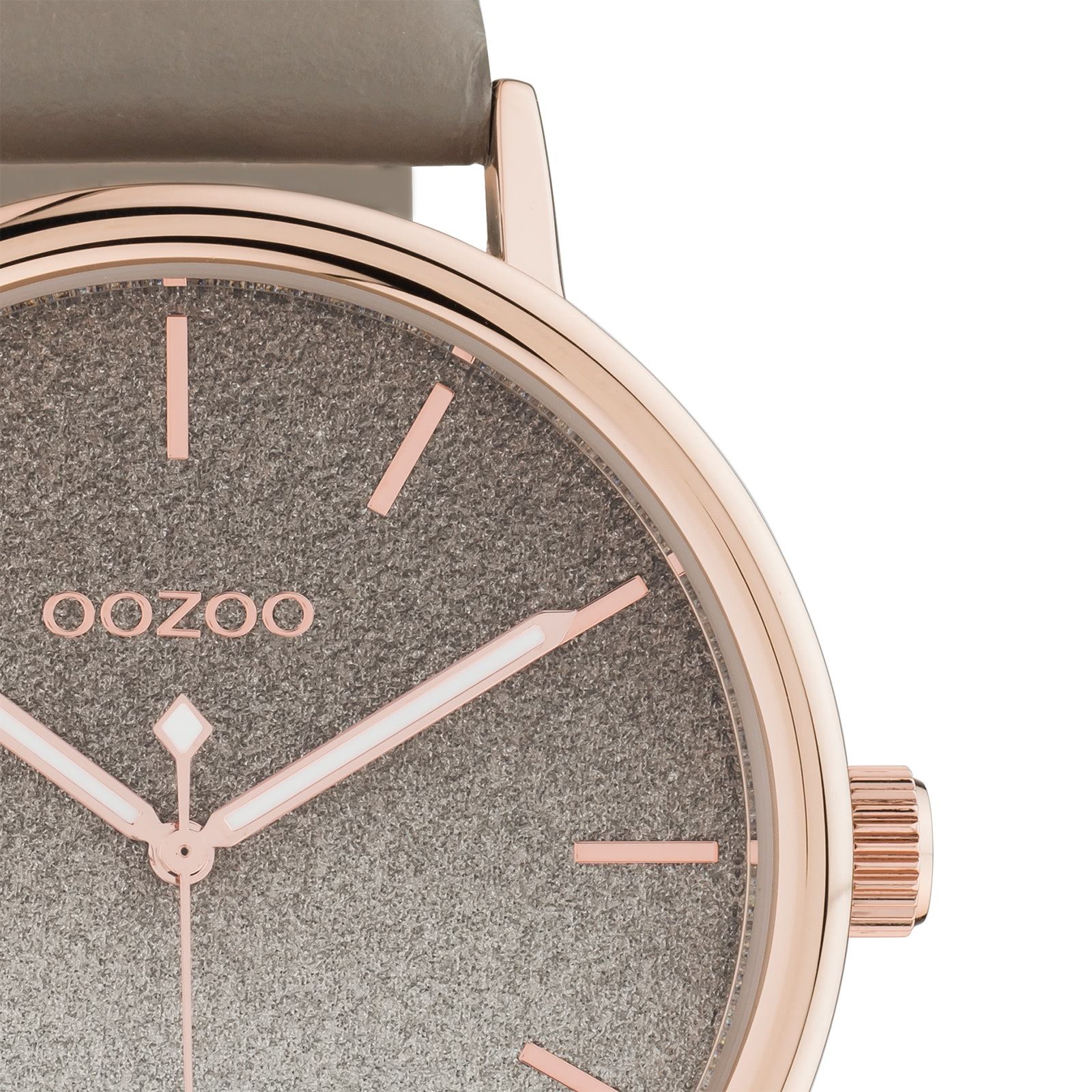 OOZOO Quarzuhr Oozoo Damen Armbanduhr braun taupe, (Analoguhr), Damenuhr rund, groß (ca. 42mm) Lederarmband, Elegant-Style