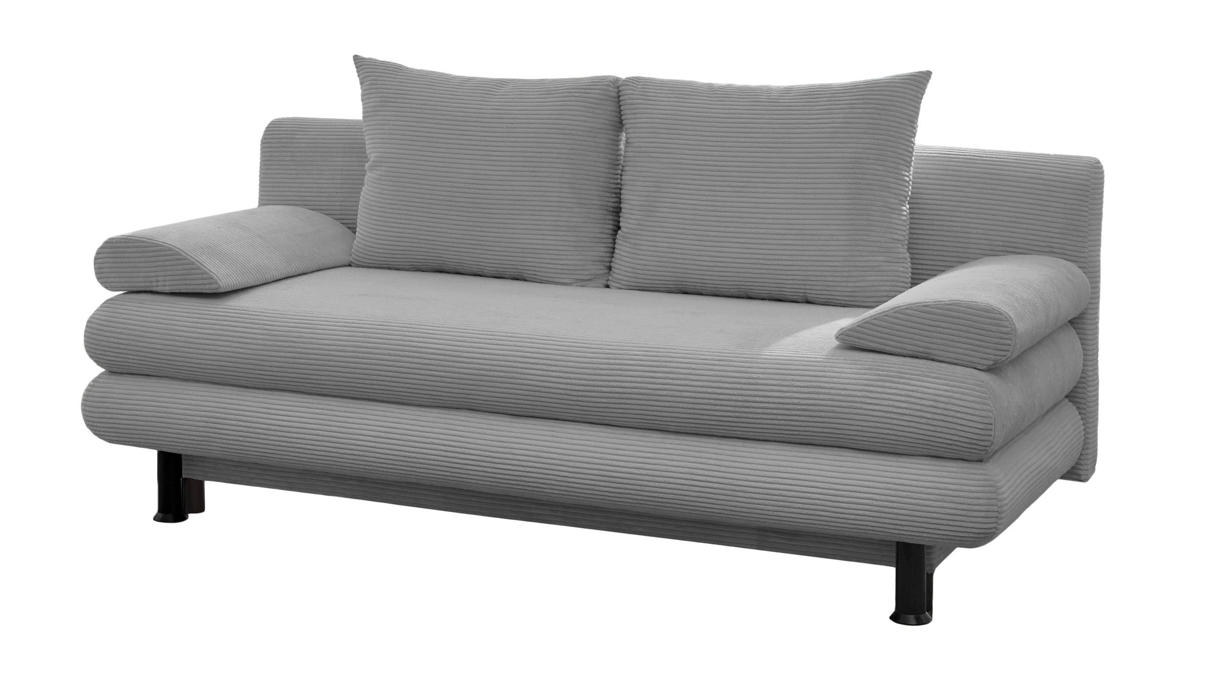 Massivart® Schlafsofa BAREND 190 cm / Cordbezug grau / Bonellfederkern / mit Bettkasten, mit Bettfunktion, Bettkasten, Polsterung Bonellfederkern