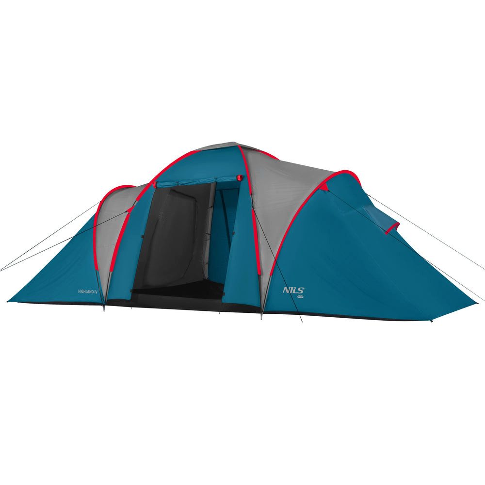 NILS CAMP Tunnelzelt Familienzelt Gruppenzelt Campingzelt, Personen: 4 (Spar-Set, 1 tlg., 450 x 210 cm wasserdicht), 4000 mm Wassersäule, 2 Schlafkabinen, Vorraum