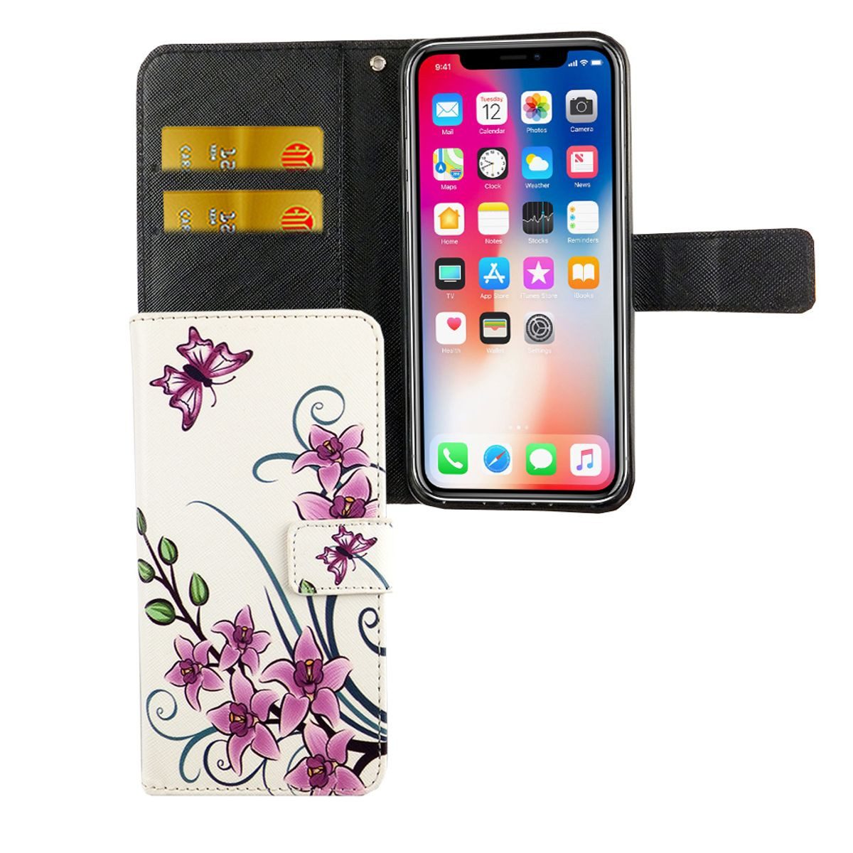 König Design Handyhülle Apple iPhone XS, Apple iPhone XS Handyhülle Bookcover Weiß