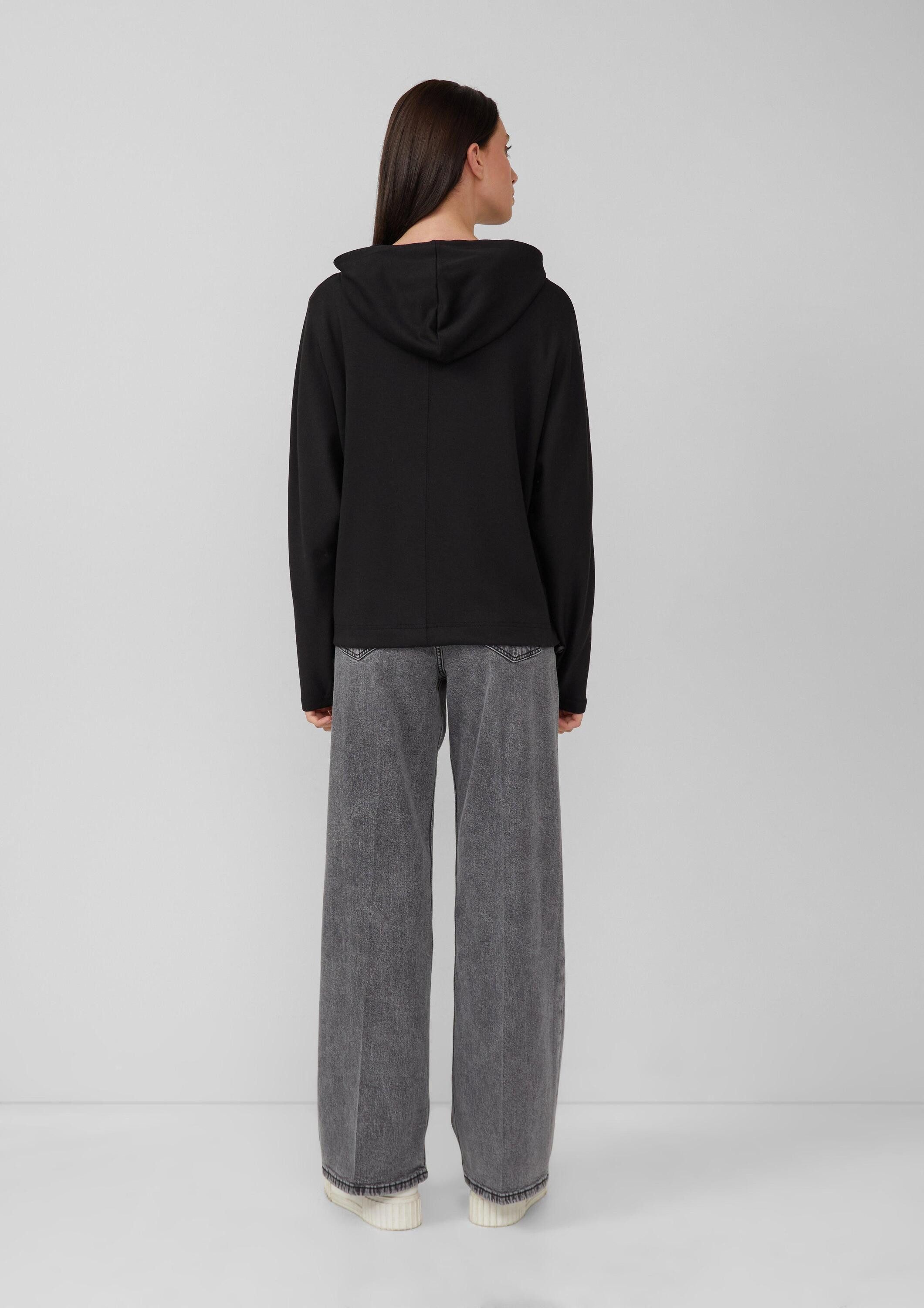 s.Oliver Sweatshirt Sweatshirt Scuba-Hoodie mit Fledermausärmeln und regulierbarem Saum