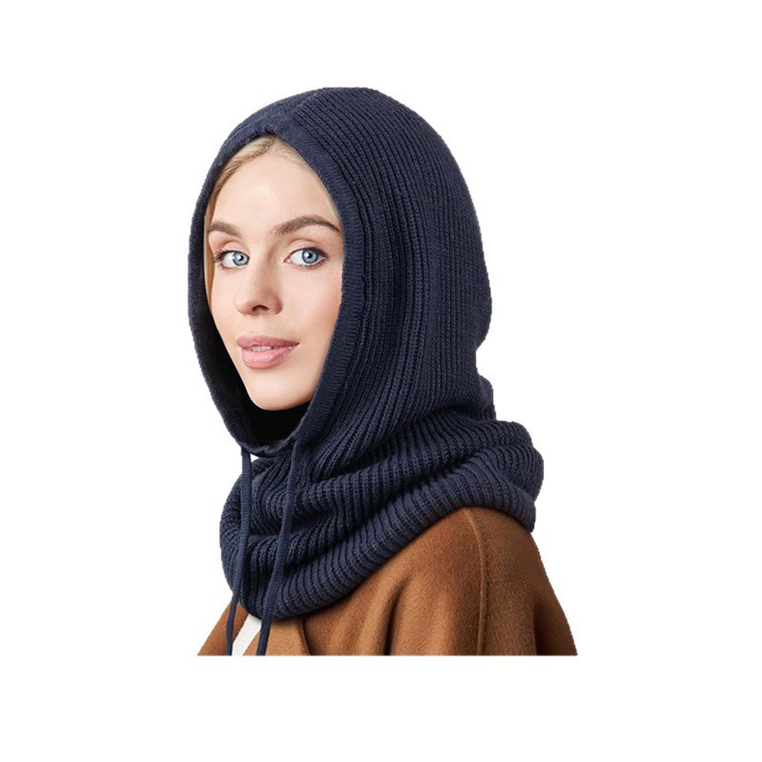 trends for living Strickmütze Gestrickter Damen-Nackenwärmer dick warm Herbst Winter zum Überziehen