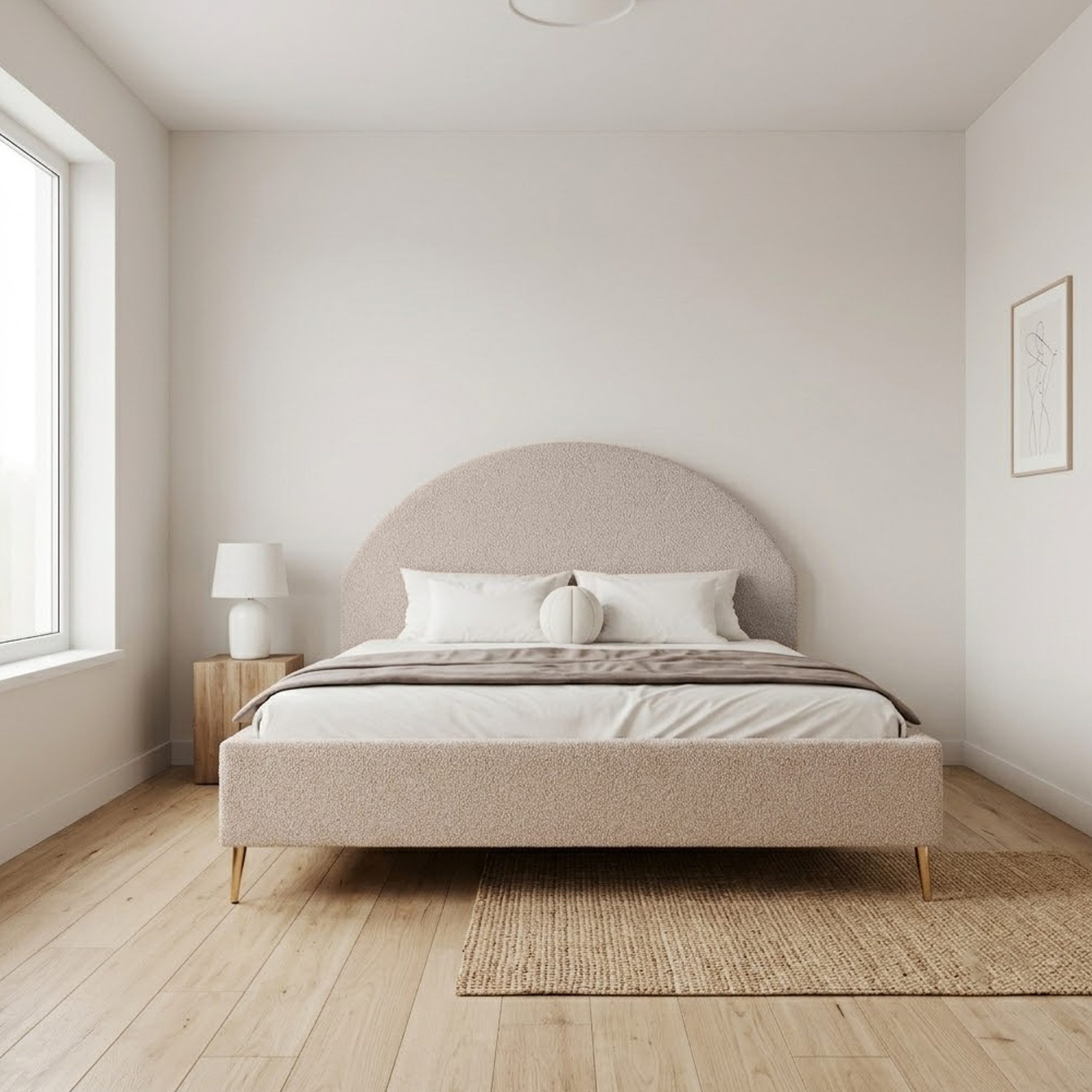 Goldstoff Polsterbett Elegantes Bett mit hohem Kopfteil und stilvollem Stauraum (120–200x200 cm, Kopfteilhöhe: 90/110 cm, Seitenhöhe: 25/40 cm), "CELESTE" – Modernes Komfortbett mit praktischem Stauraum